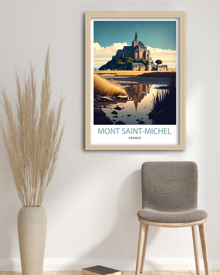 Mont Saint-Michel Travel Poster Mont Saint-Michel Wall Art Mont Saint-Michel France Illustration Travel Poster Gift For Mont Saint-Michel