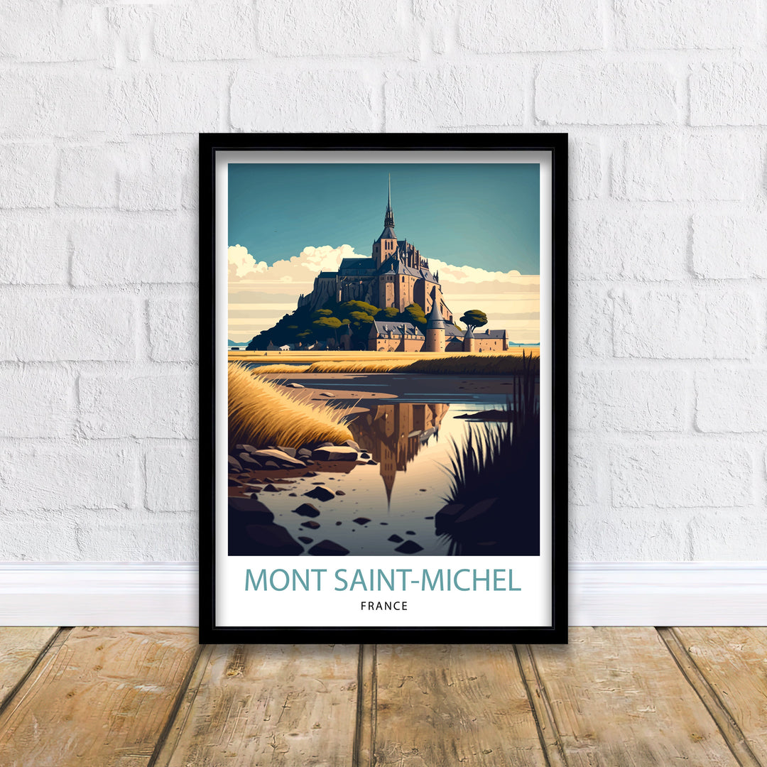 Mont Saint-Michel Travel Poster Mont Saint-Michel Wall Art Mont Saint-Michel France Illustration Travel Poster Gift For Mont Saint-Michel