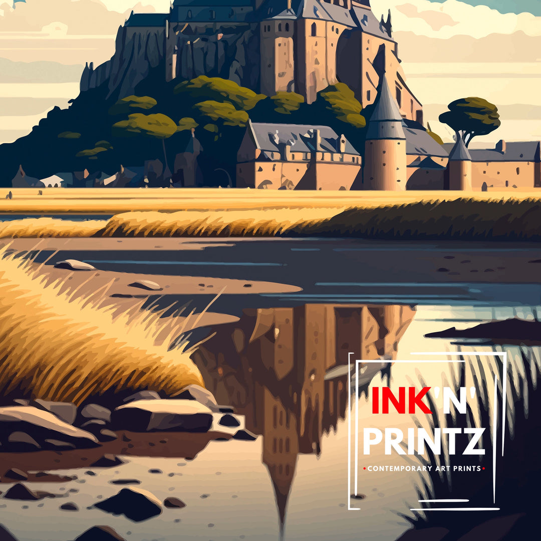 Mont Saint-Michel Travel Poster Mont Saint-Michel Wall Art Mont Saint-Michel France Illustration Travel Poster Gift For Mont Saint-Michel