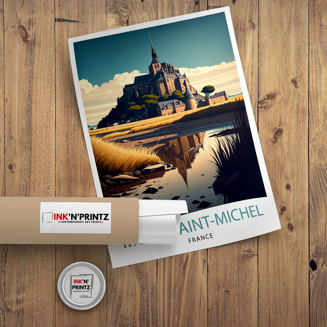 Mont Saint-Michel Travel Poster Mont Saint-Michel Wall Art Mont Saint-Michel France Illustration Travel Poster Gift For Mont Saint-Michel