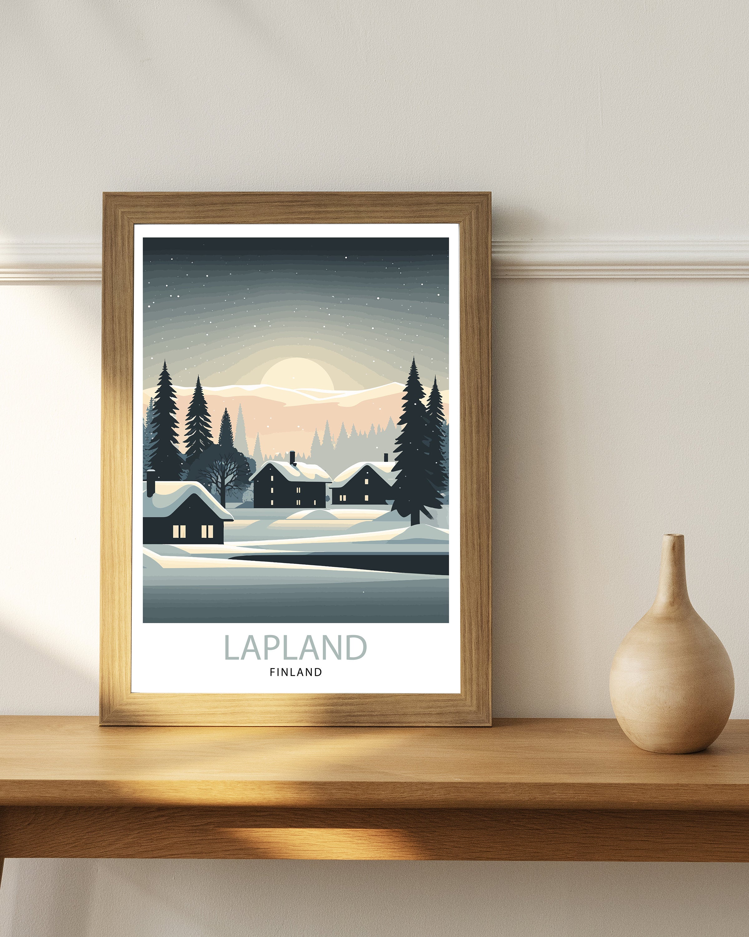 Lapland Winter Landscape Travel Poster, Finland Art Print