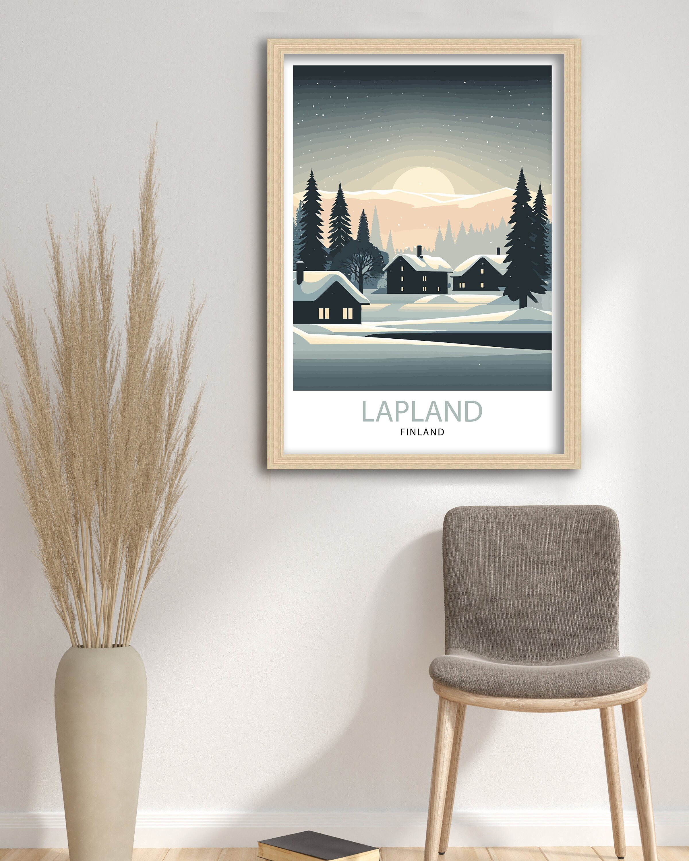 Lapland Winter Landscape Travel Poster, Finland Art Print