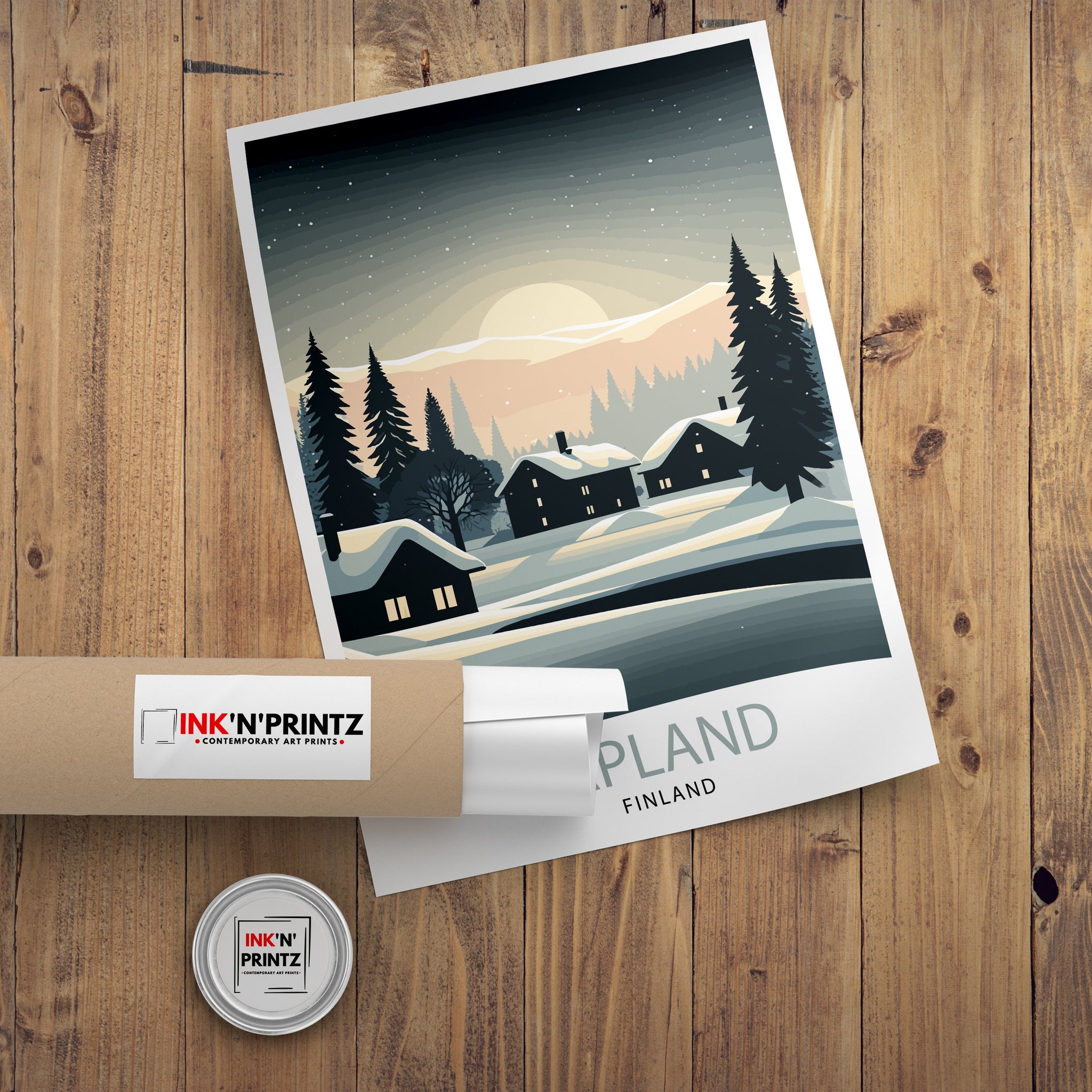 Lapland Winter Landscape Travel Poster, Finland Art Print