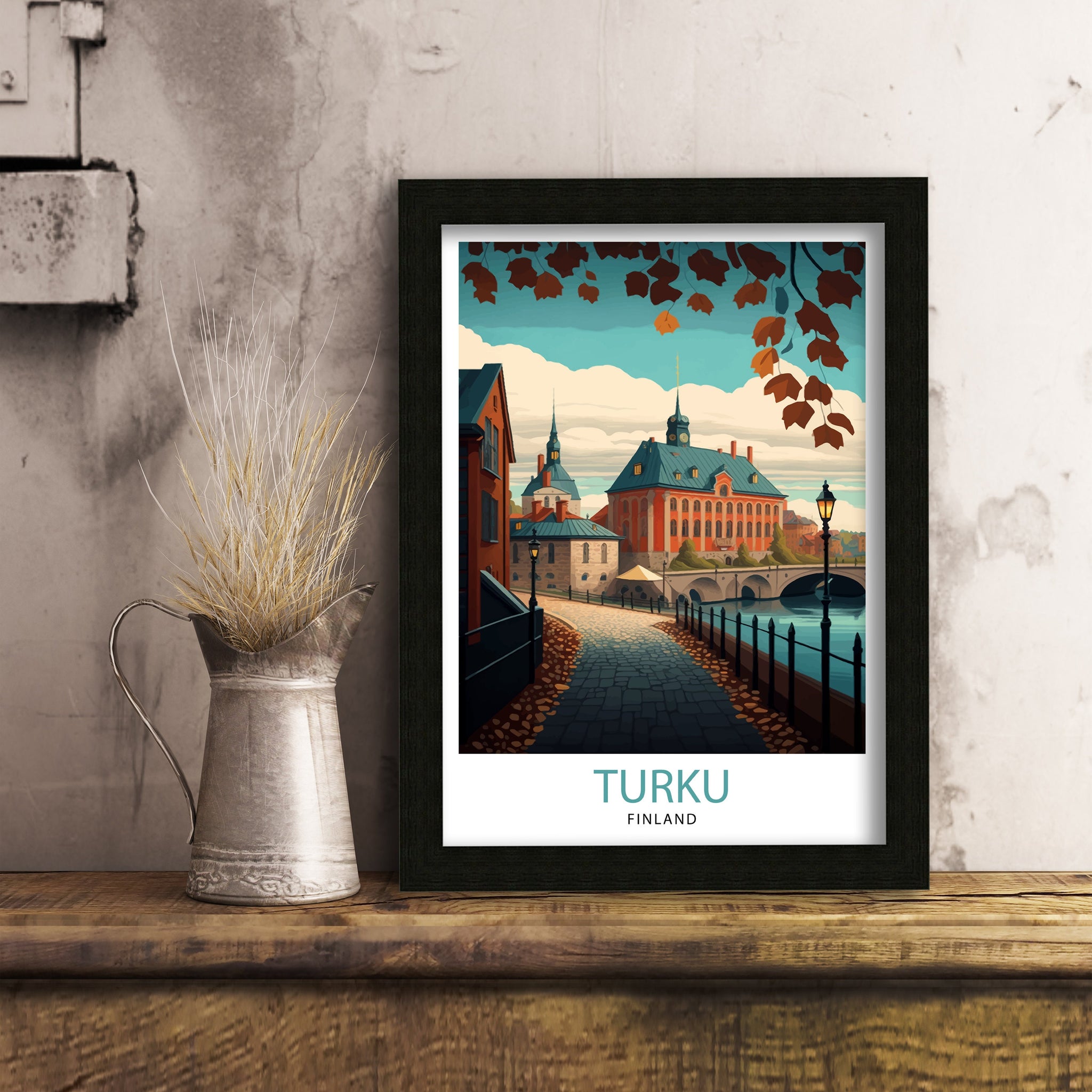 Turku Finland Illustration Print, Nordic Travel Poster