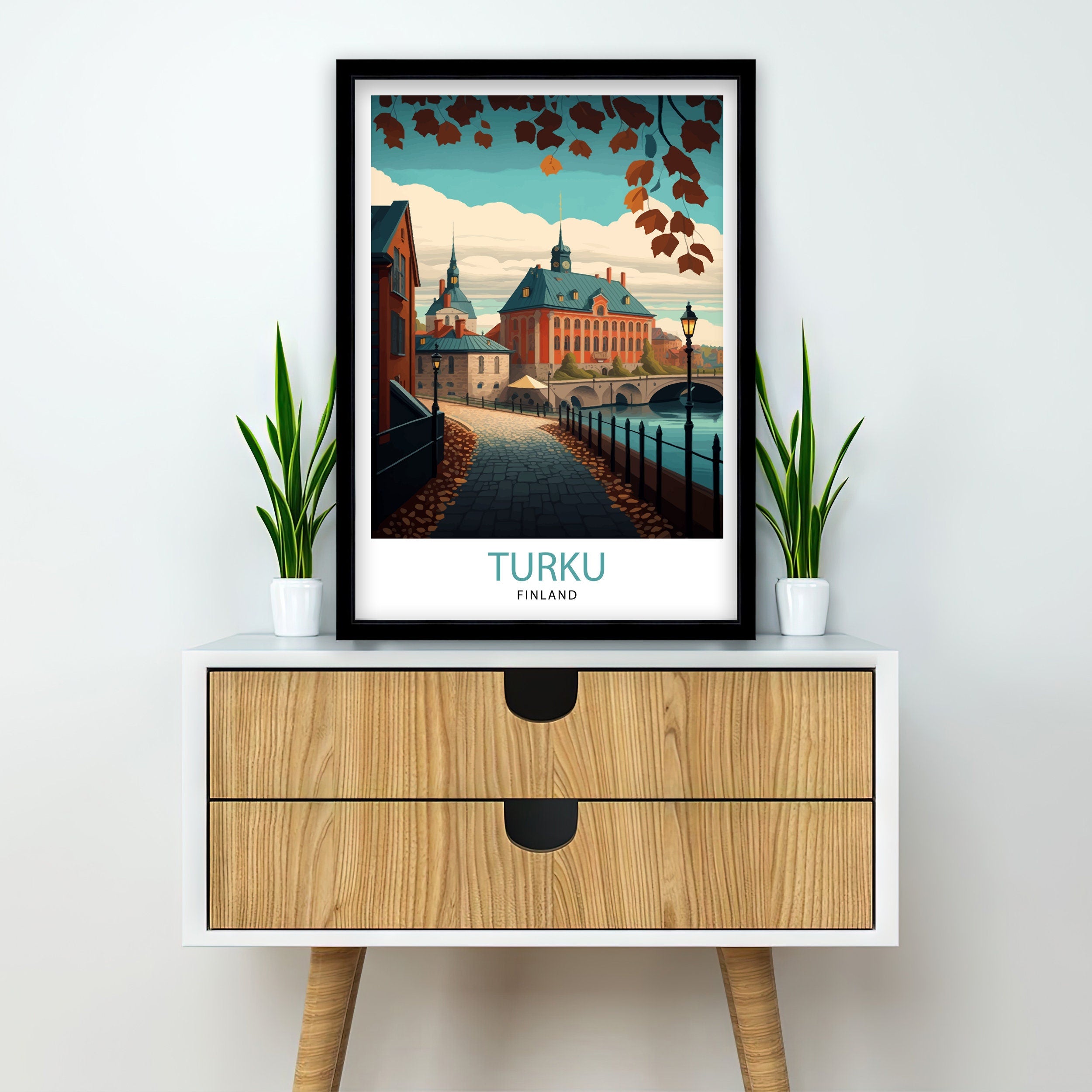 Turku Finland Illustration Print, Nordic Travel Poster