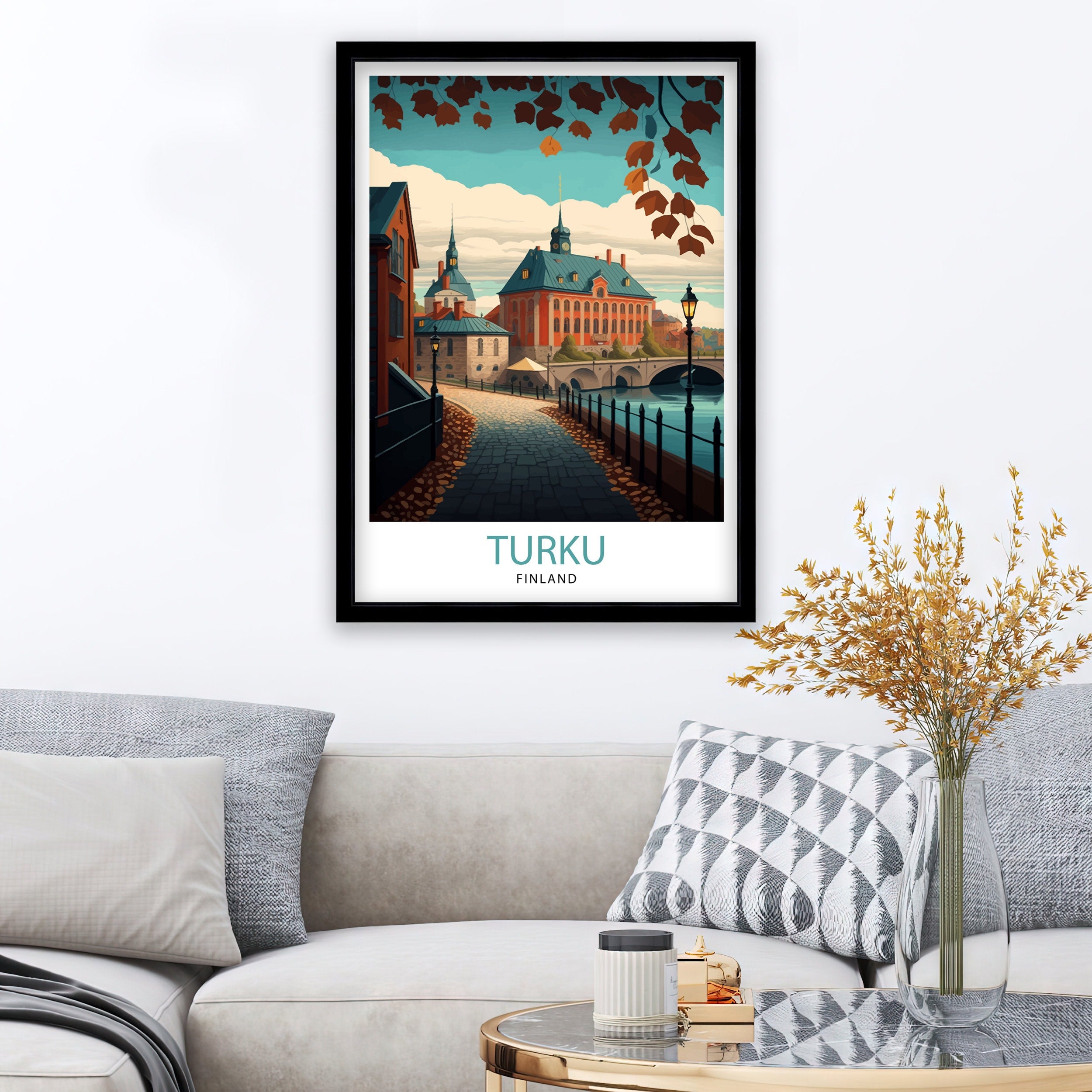 Turku Finland Illustration Print, Nordic Travel Poster