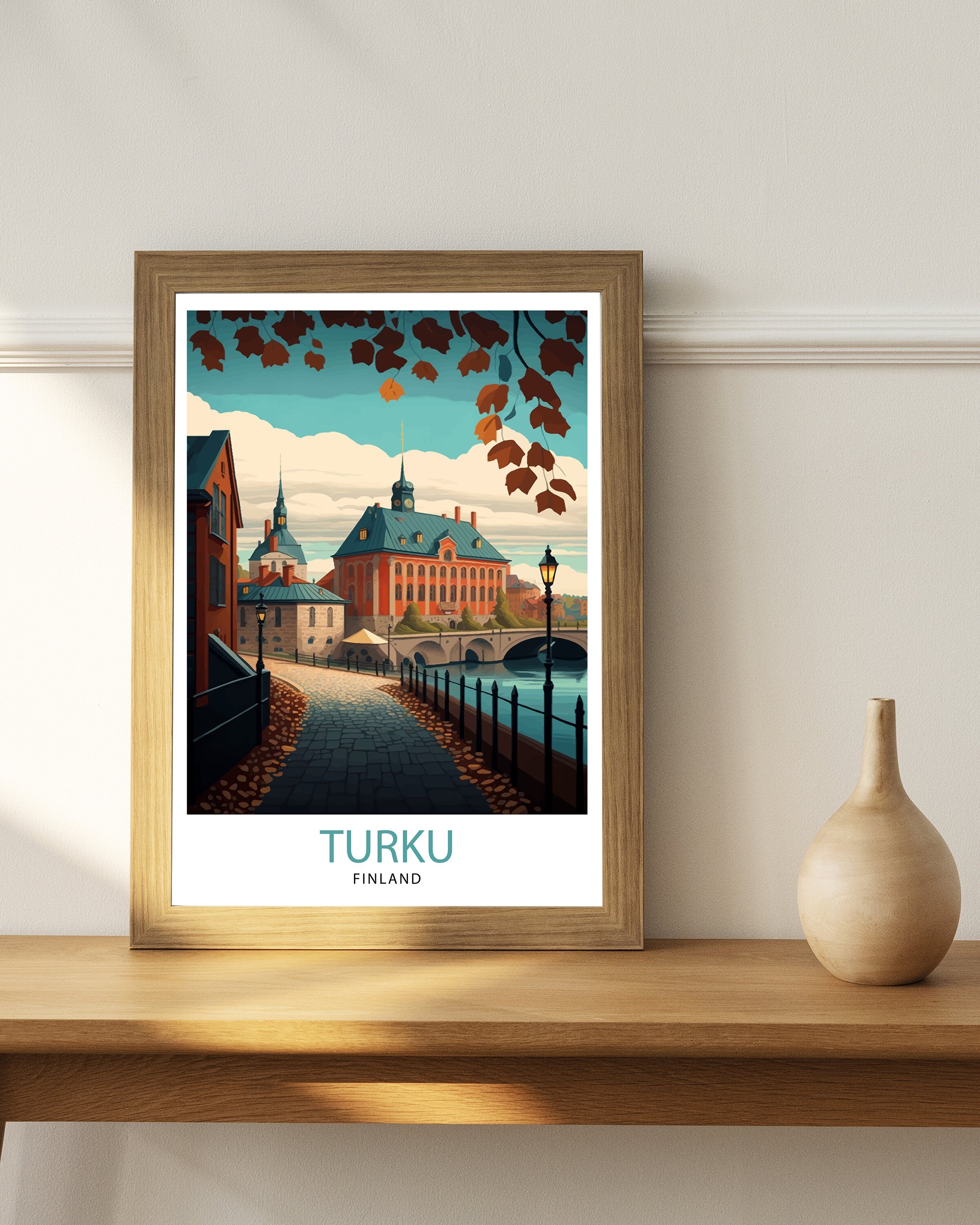 Turku Finland Illustration Print, Nordic Travel Poster