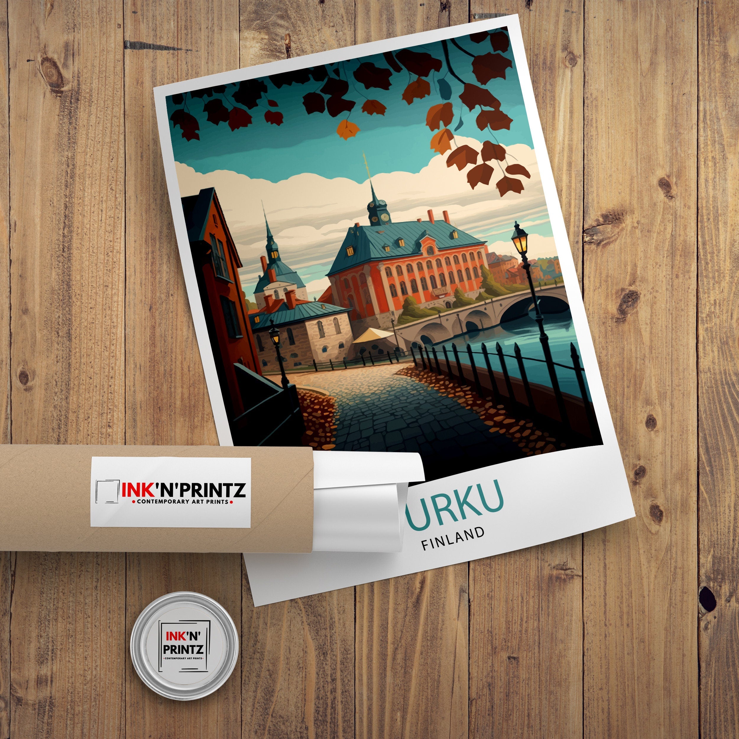 Turku Finland Illustration Print, Nordic Travel Poster