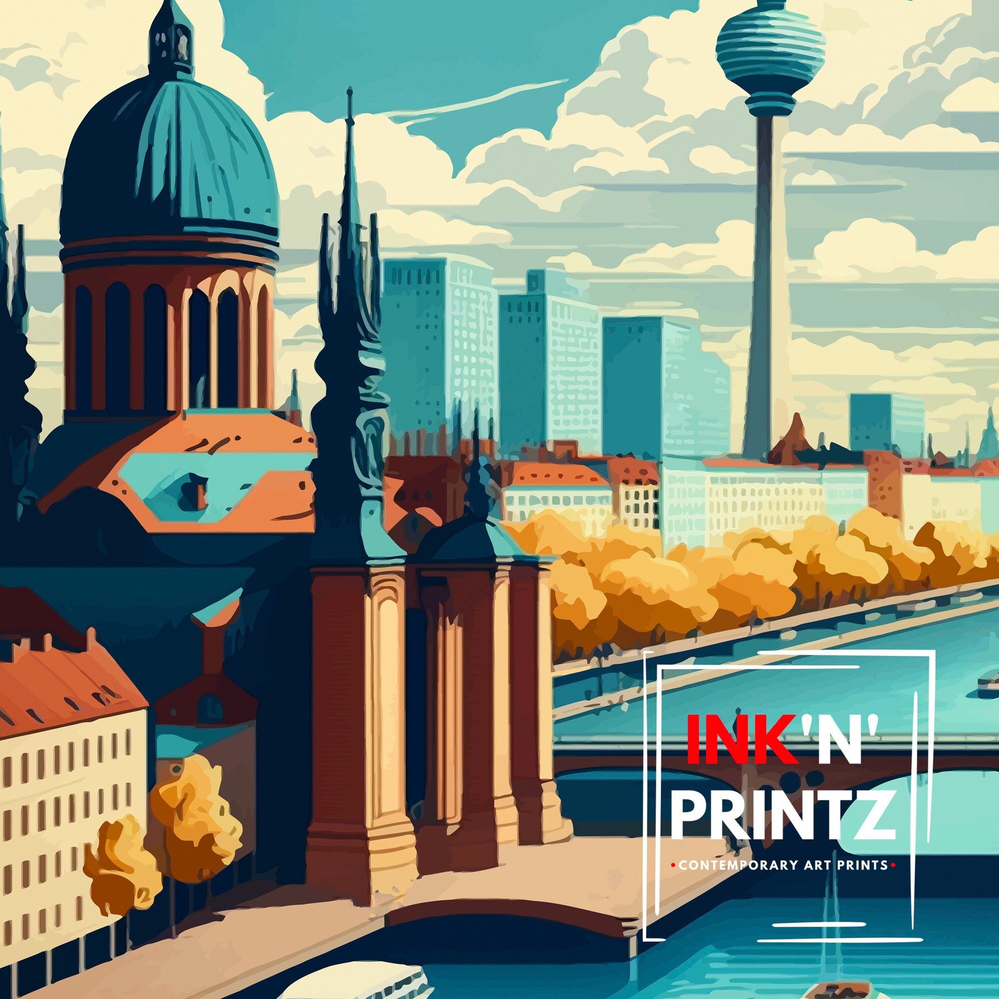 Berlin Travel Poster, Germany Wall Art Print