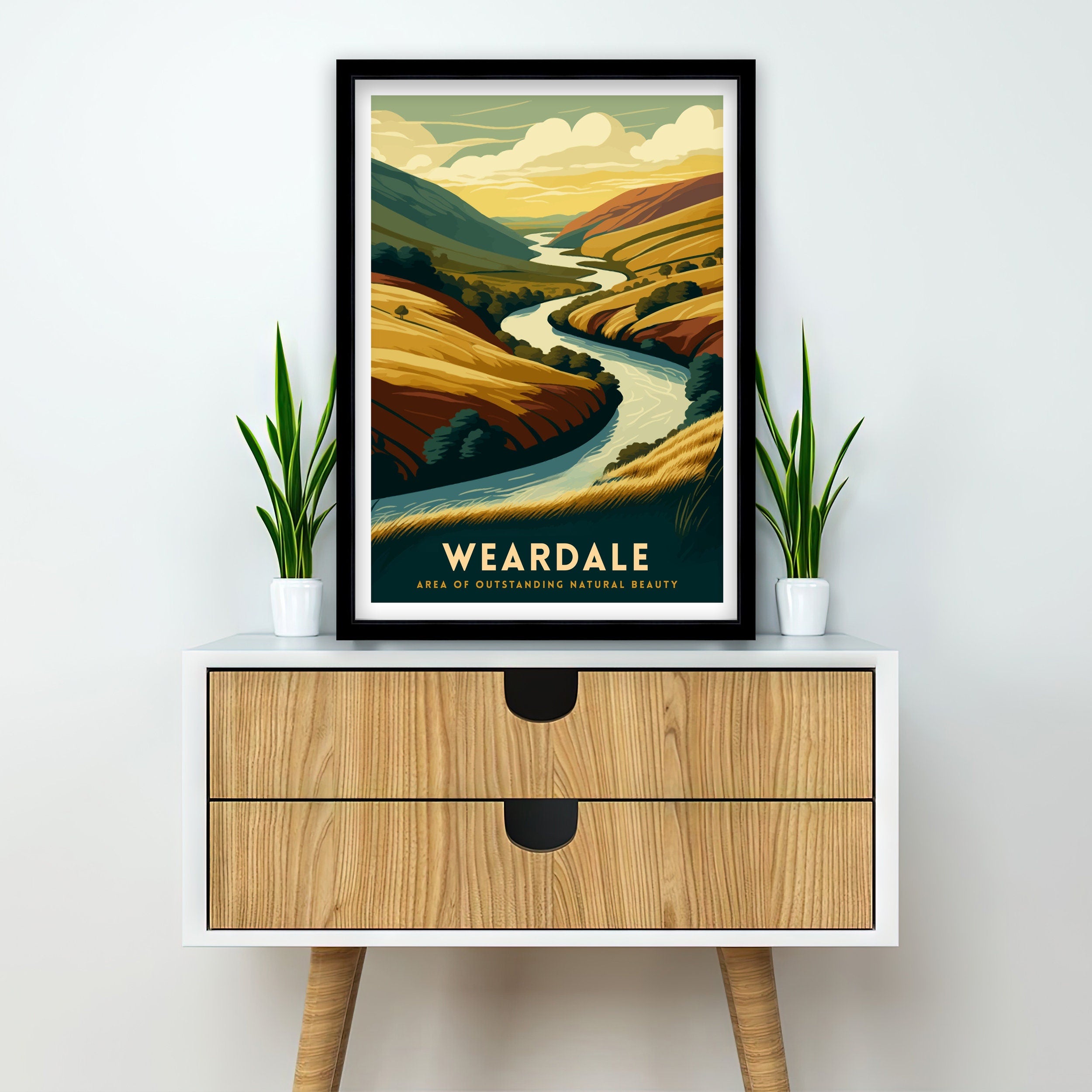Weardale England Travel Poster, North Pennines Print