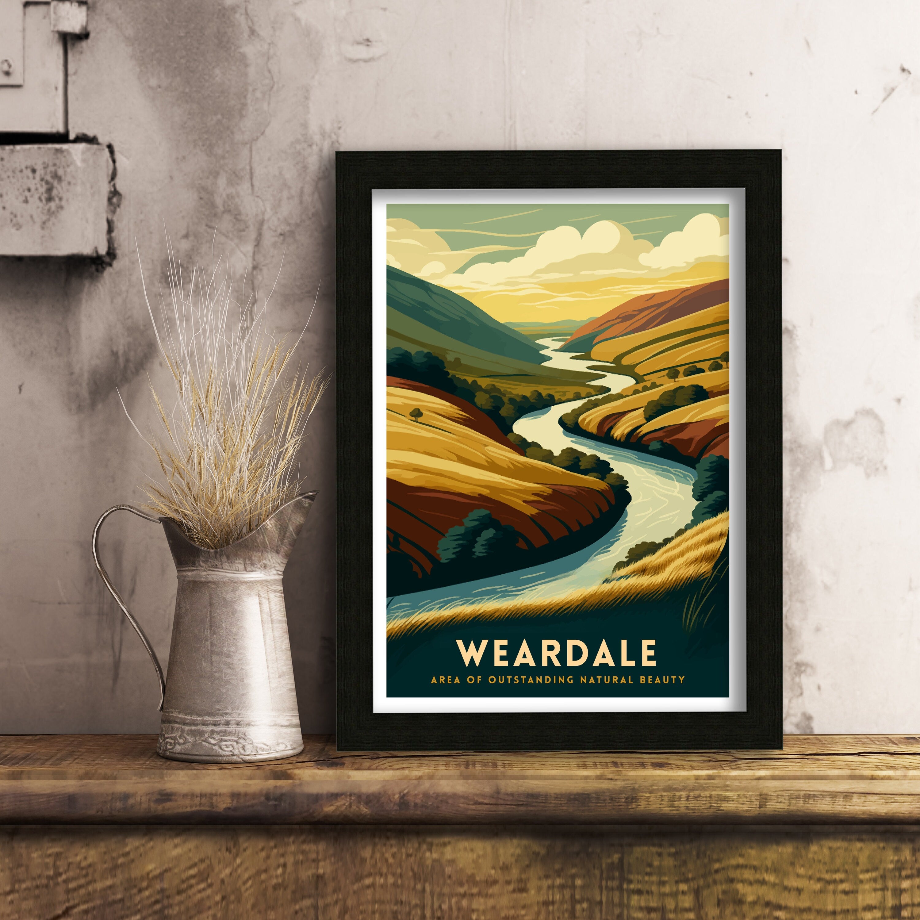 Weardale England Travel Poster, North Pennines Print