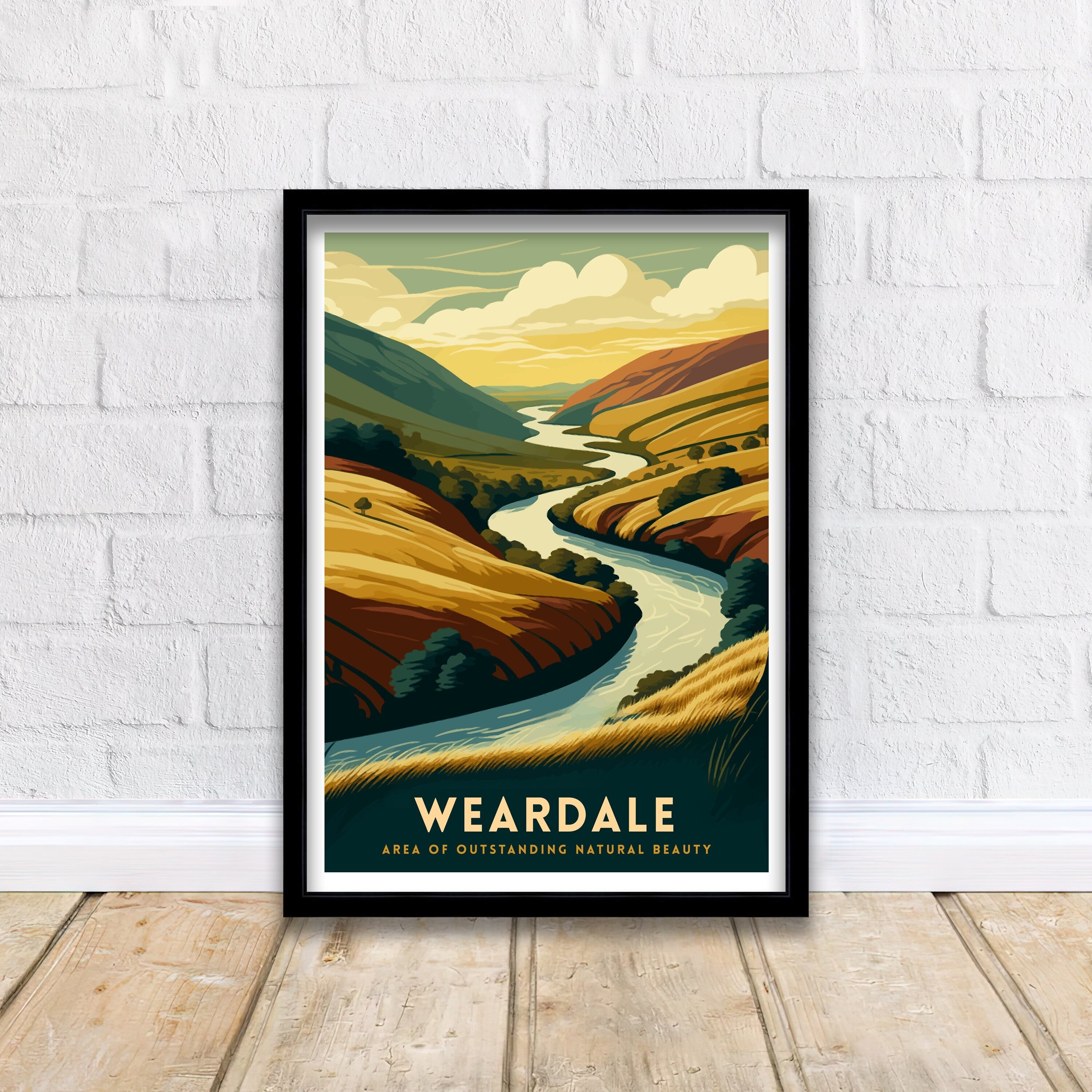 Weardale England Travel Poster, North Pennines Print