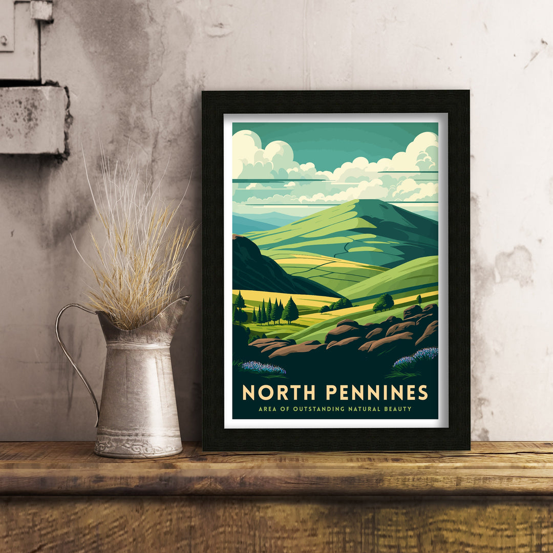 North Pennines Travel Poster North Pennines Wall Art North Pennines Illustration Travel Gift for England North Pennines Home Decor