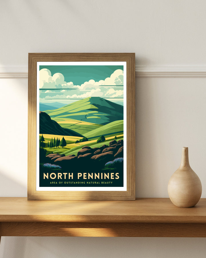 North Pennines Travel Poster North Pennines Wall Art North Pennines Illustration Travel Gift for England North Pennines Home Decor