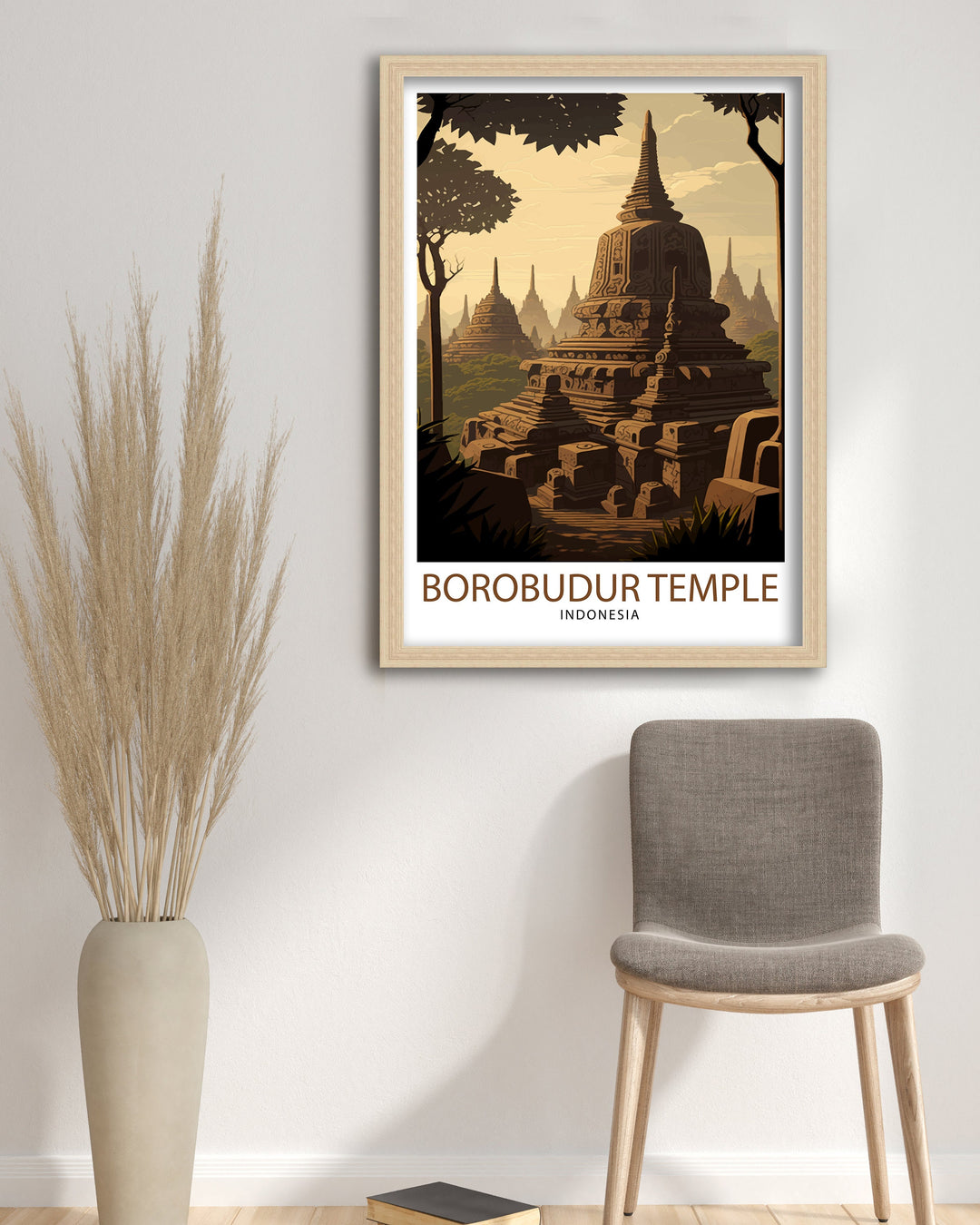 Borobudur Temple Poster , Indonesia Wall Art, Travel Decor, Gift for Traveler, Temple Art, Indonesia Poster