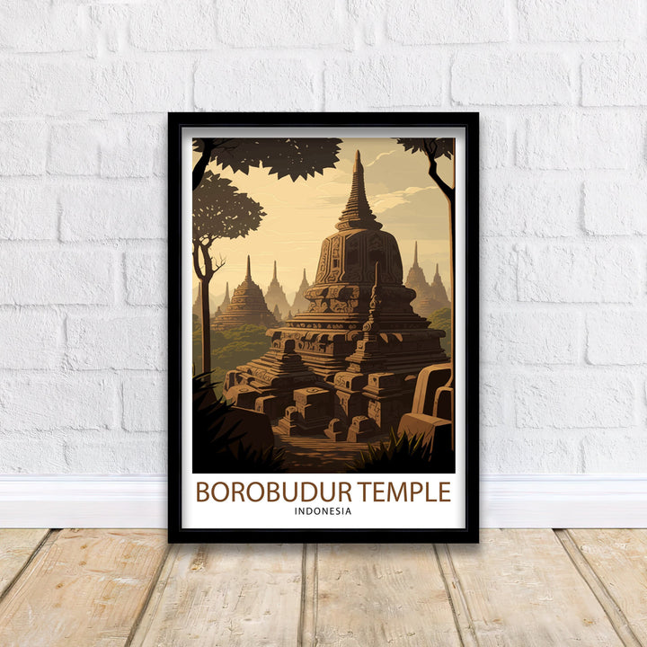 Borobudur Temple Poster , Indonesia Wall Art, Travel Decor, Gift for Traveler, Temple Art, Indonesia Poster