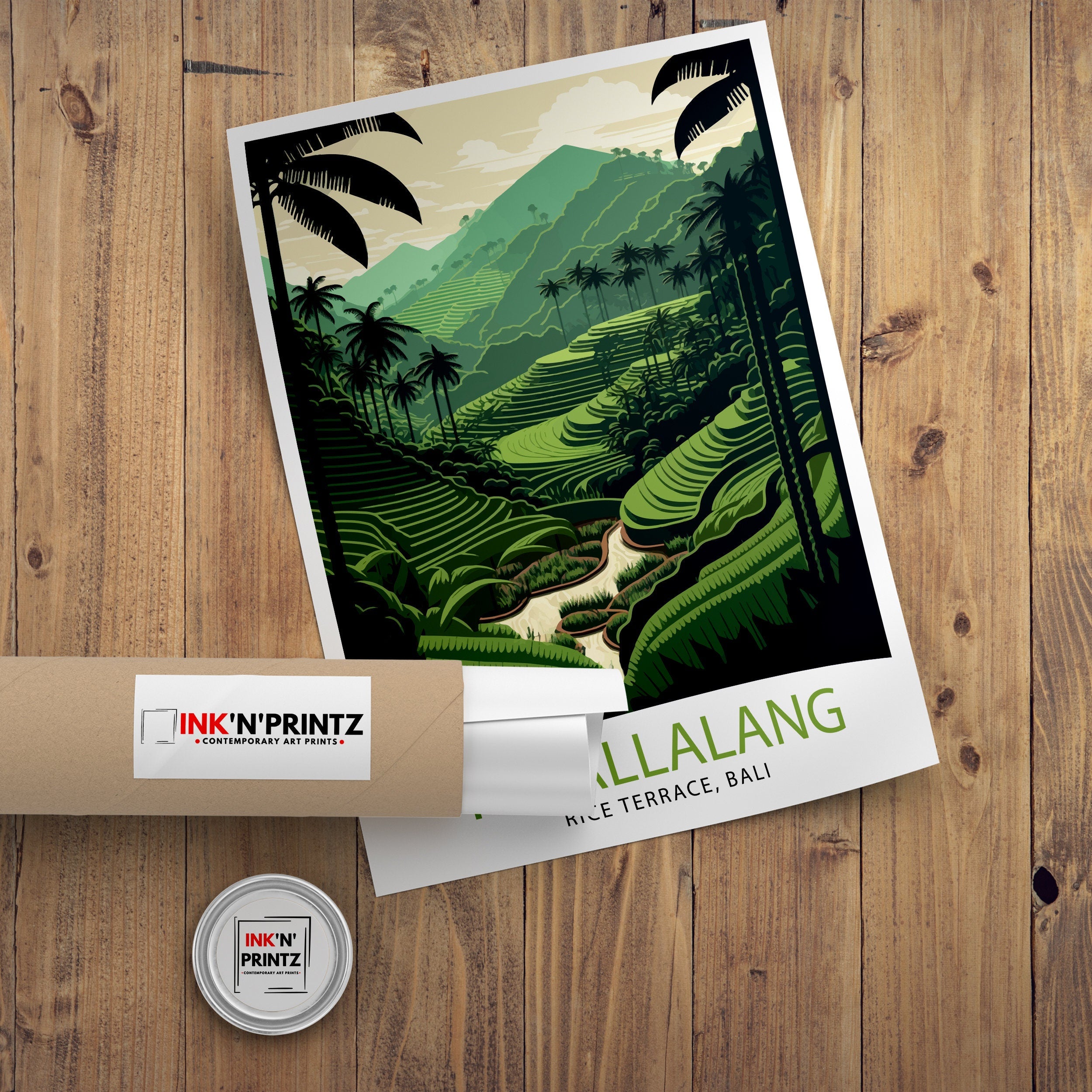 Bali Rice Terrace Print, Tegallalang Landscape Art
