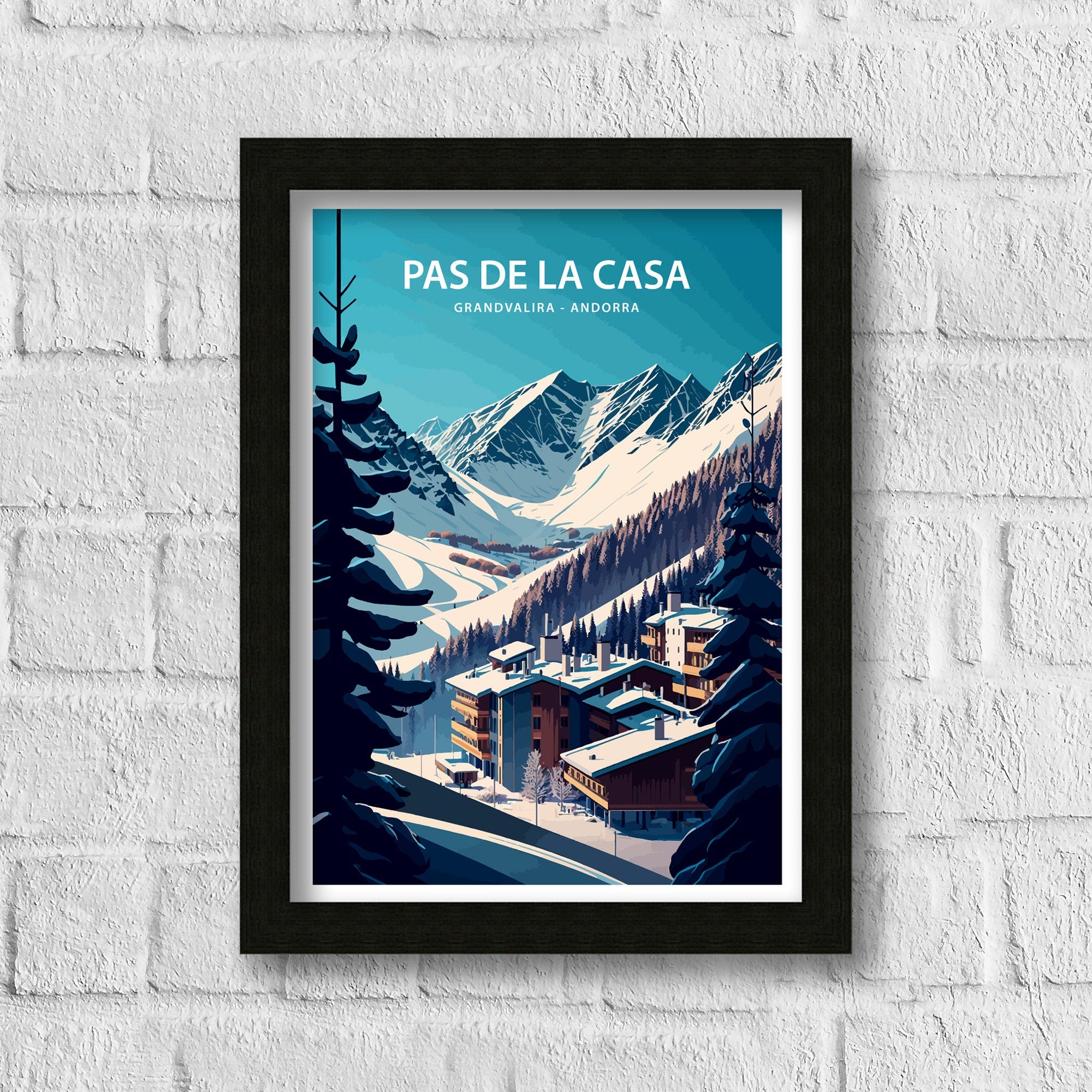 Pas de la Casa, Andorra Travel Poster, Grandvalira Print