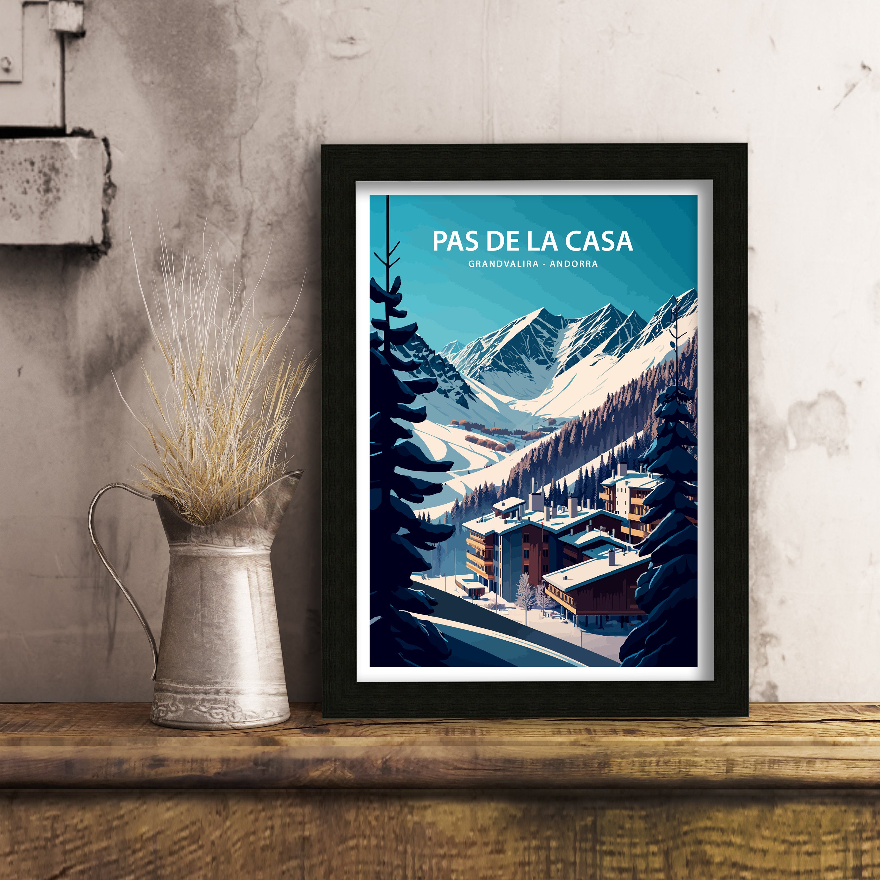 Pas de la Casa, Andorra Travel Poster, Grandvalira Print
