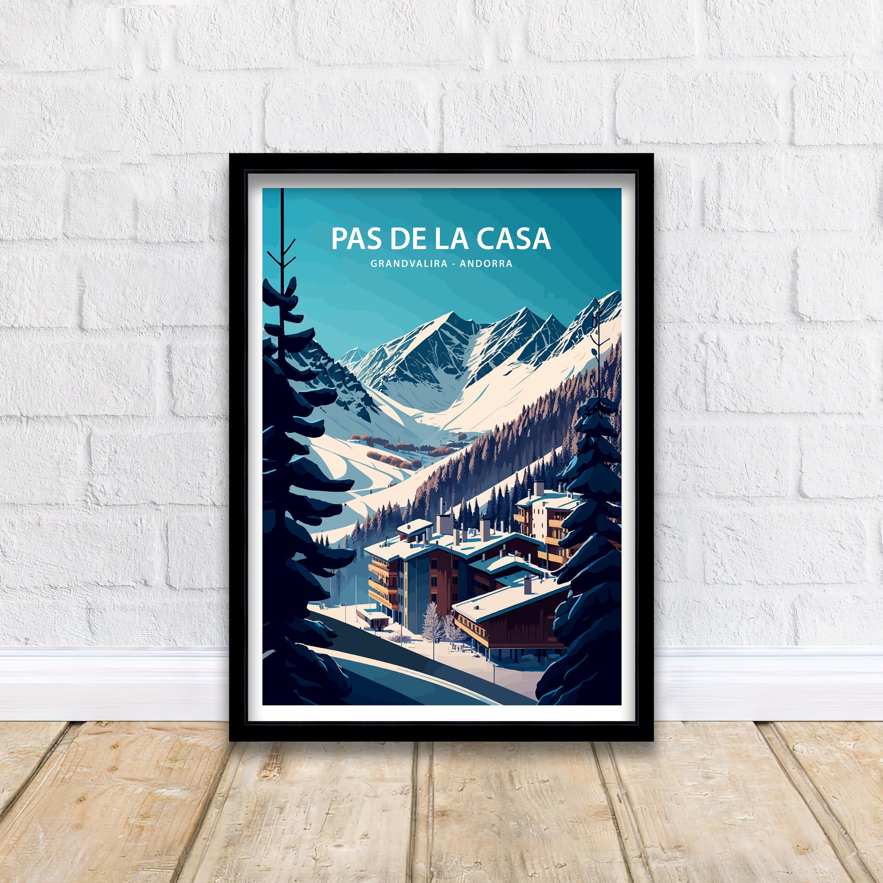 Pas de la Casa, Andorra Travel Poster, Grandvalira Print