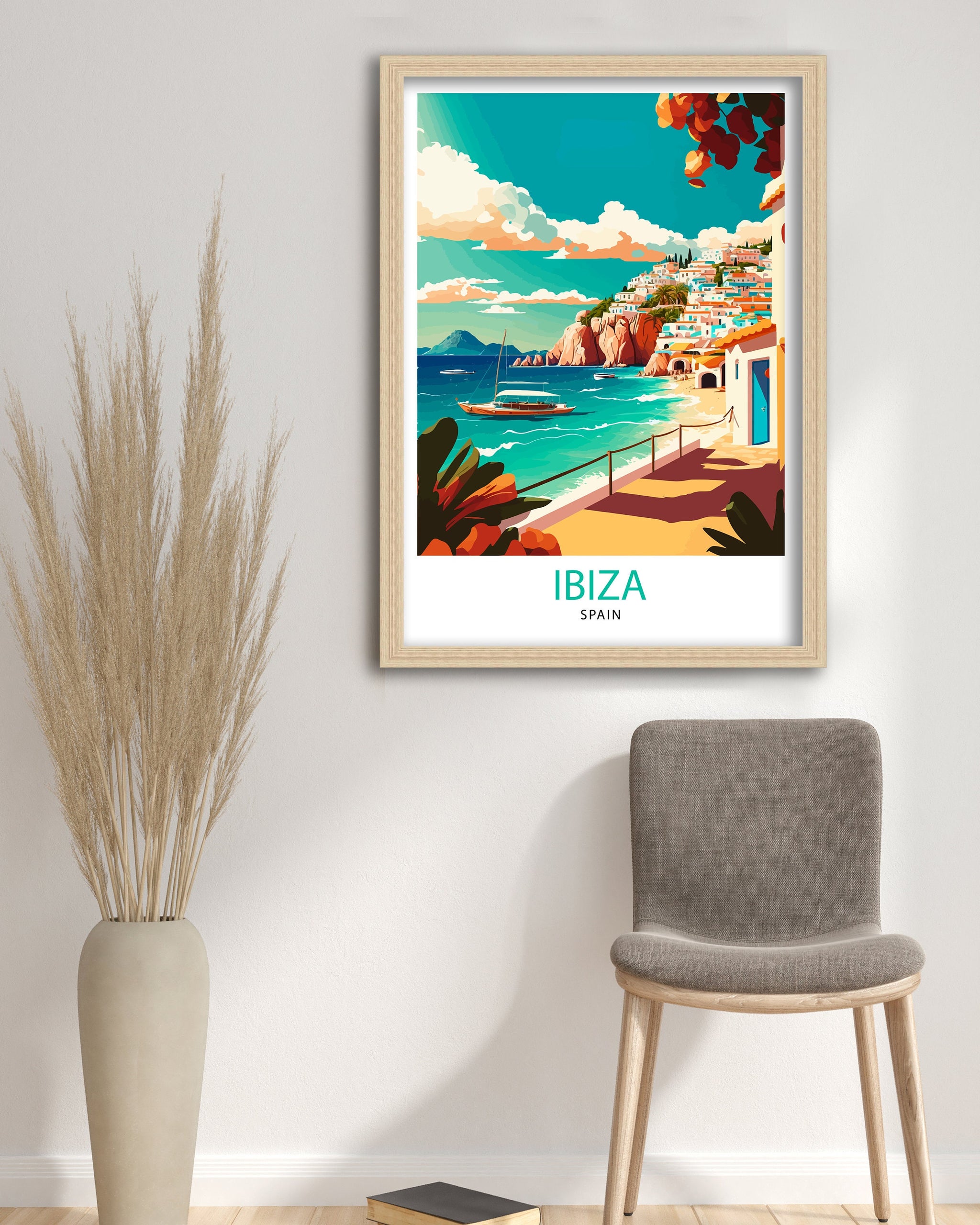 Ibiza Travel Poster: Coastal Spain Illustration Art Print