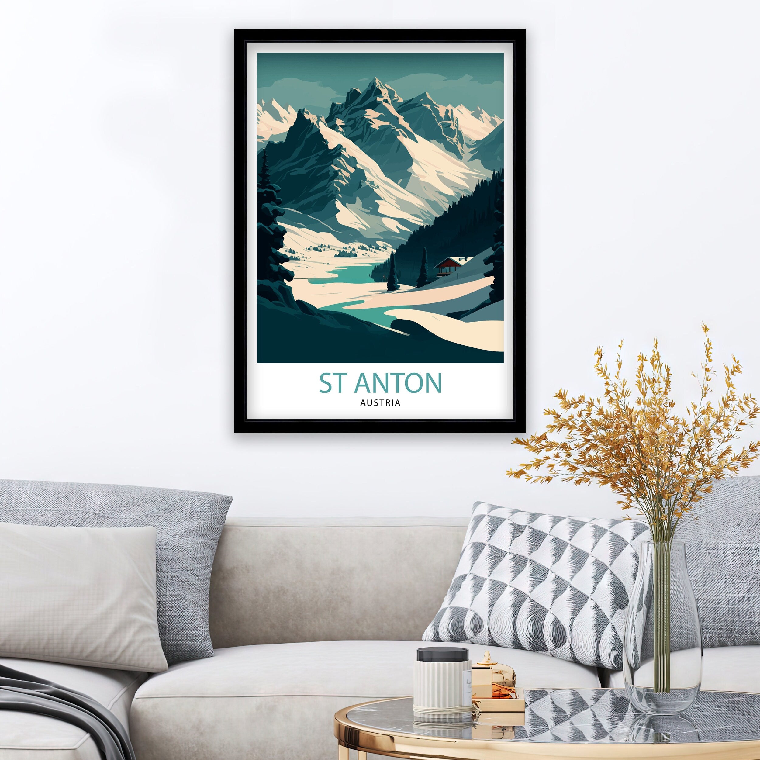 St. Anton Austria Ski Resort Print, Winter Sports Travel Poster