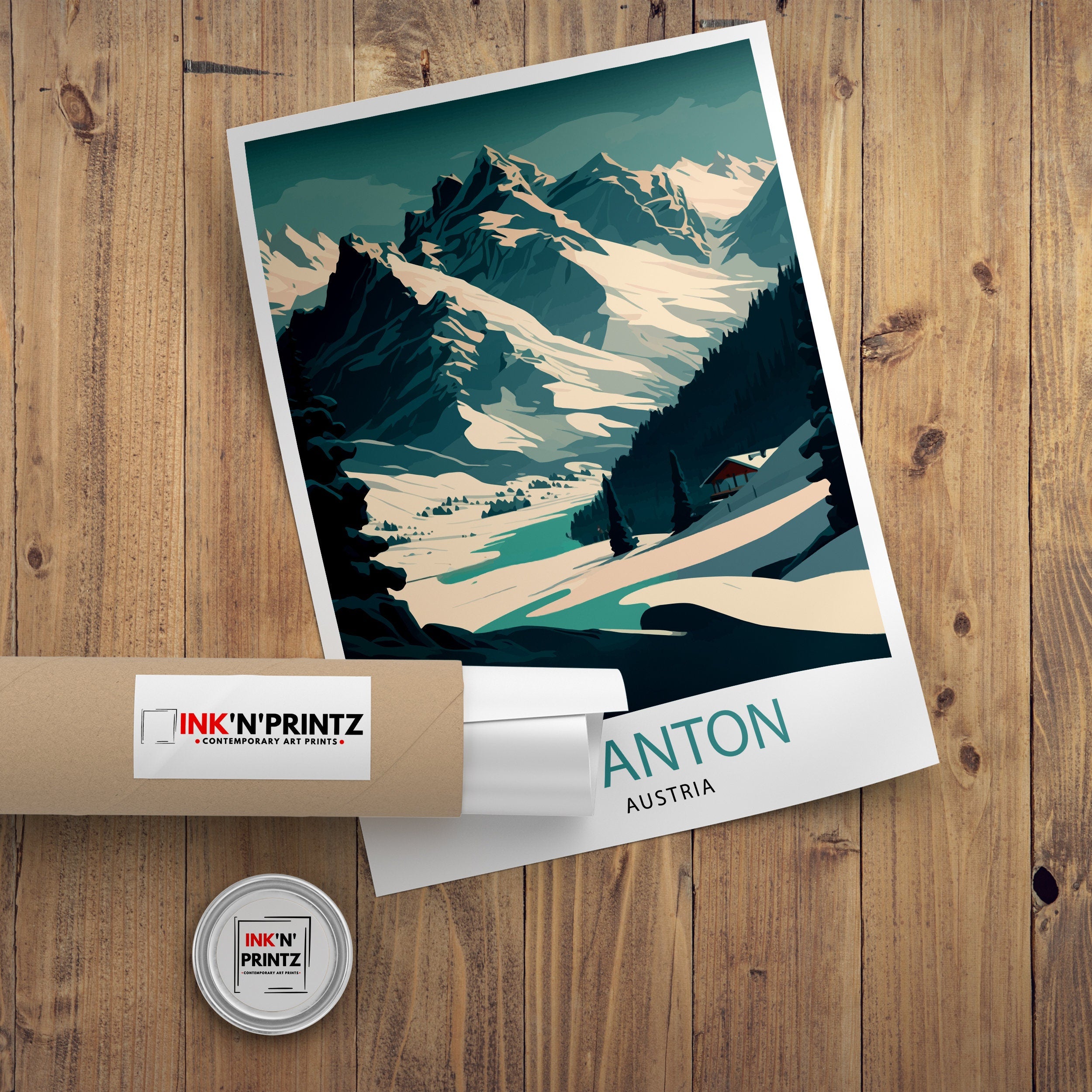 St. Anton Austria Ski Resort Print, Winter Sports Travel Poster