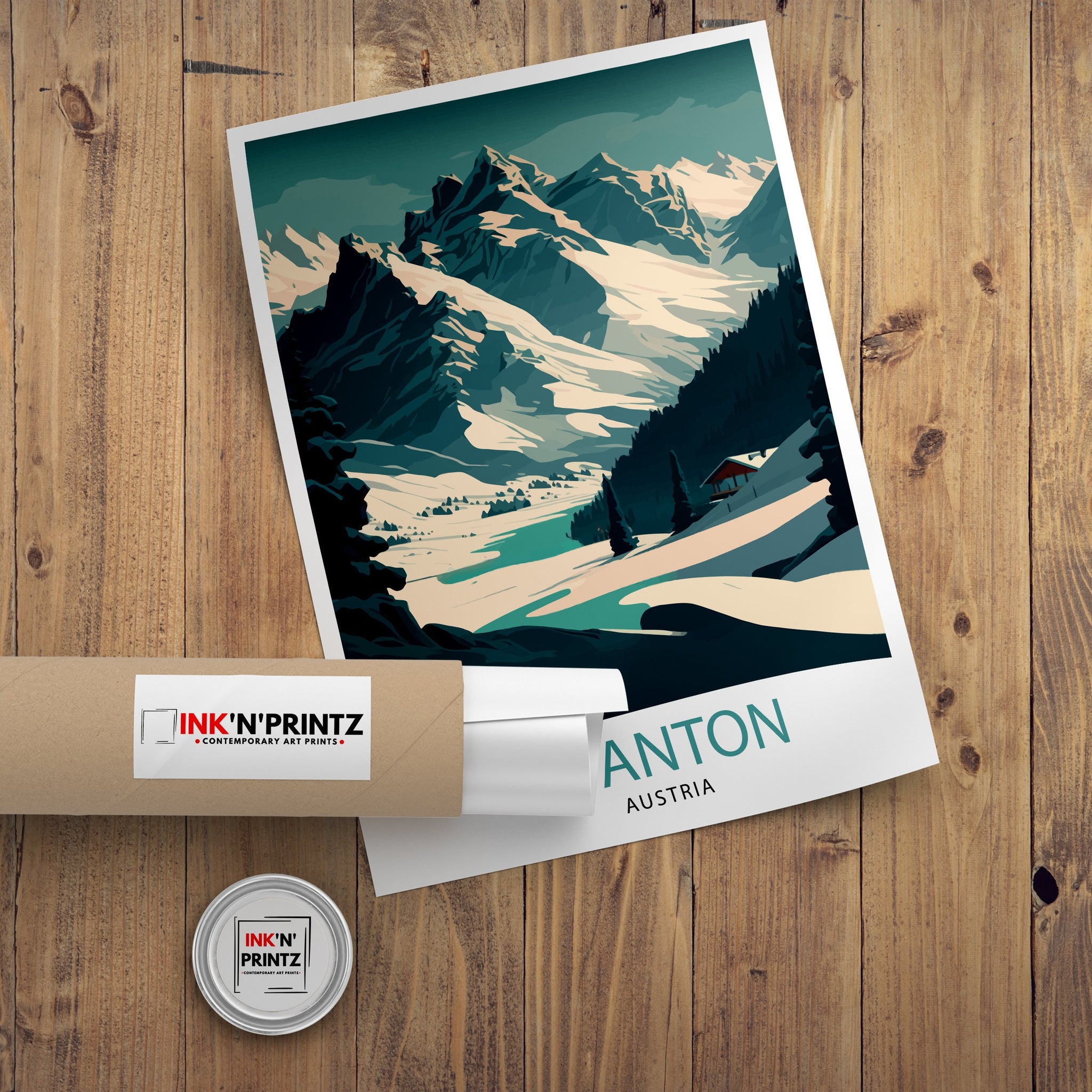 St. Anton Austria Ski Resort Print, Winter Sports Travel Poster