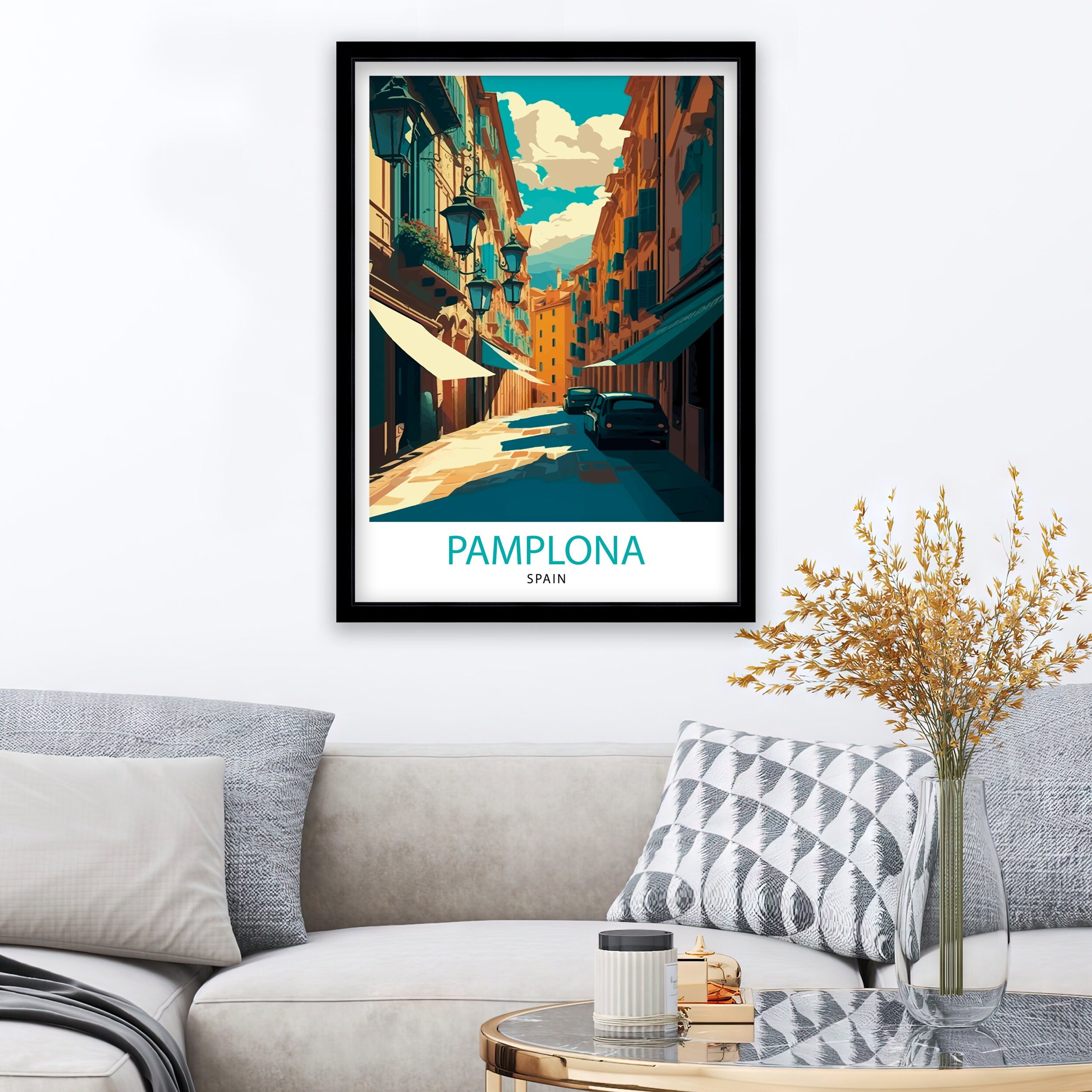 Pamplona Spain Travel Illustration Print