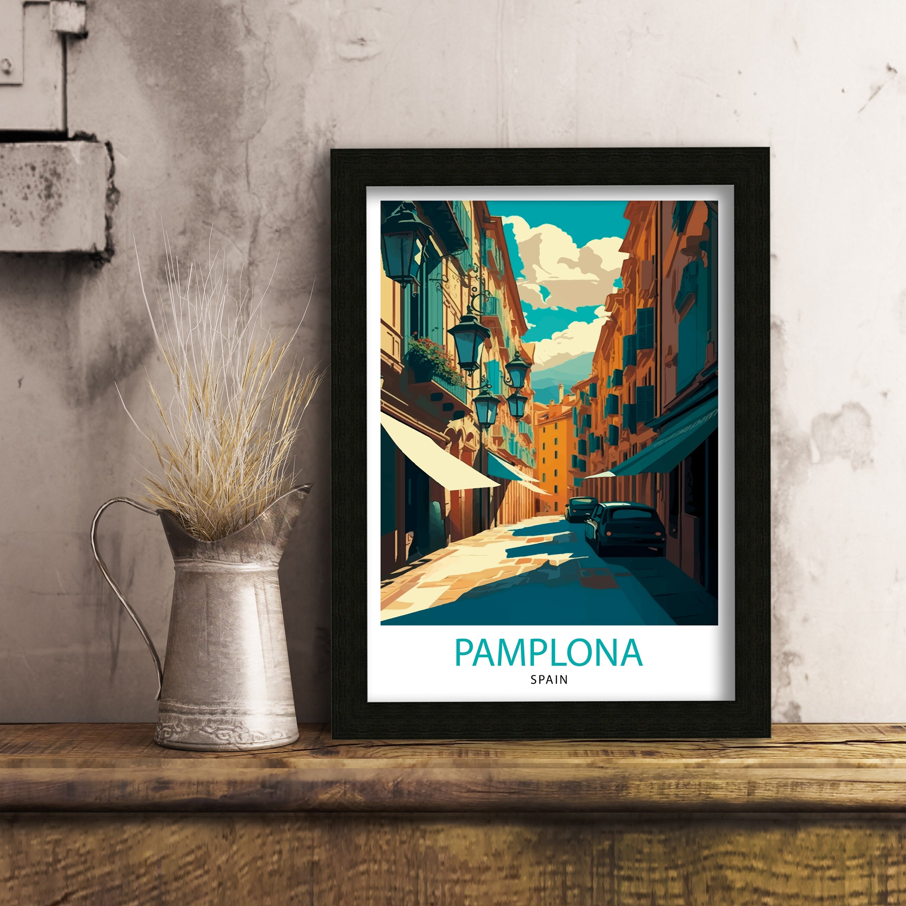 Pamplona Spain Travel Illustration Print