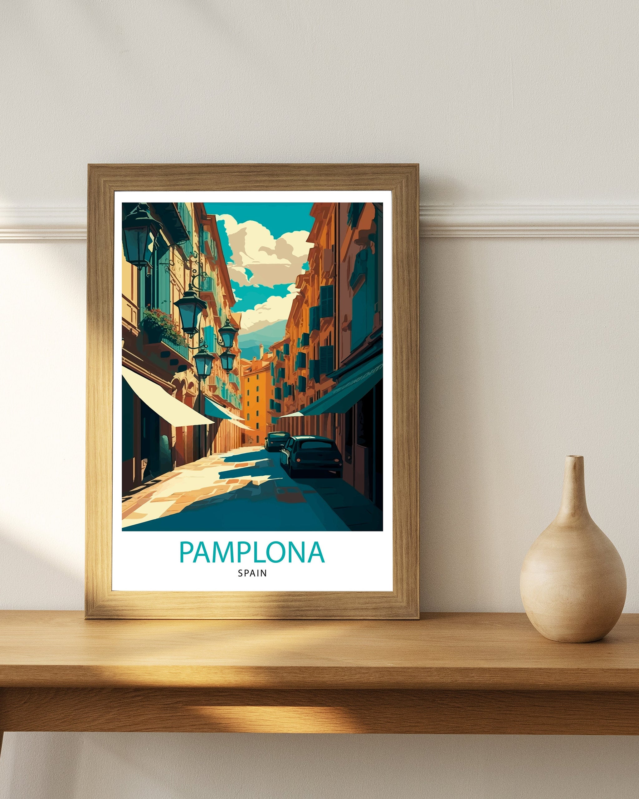 Pamplona Spain Travel Illustration Print