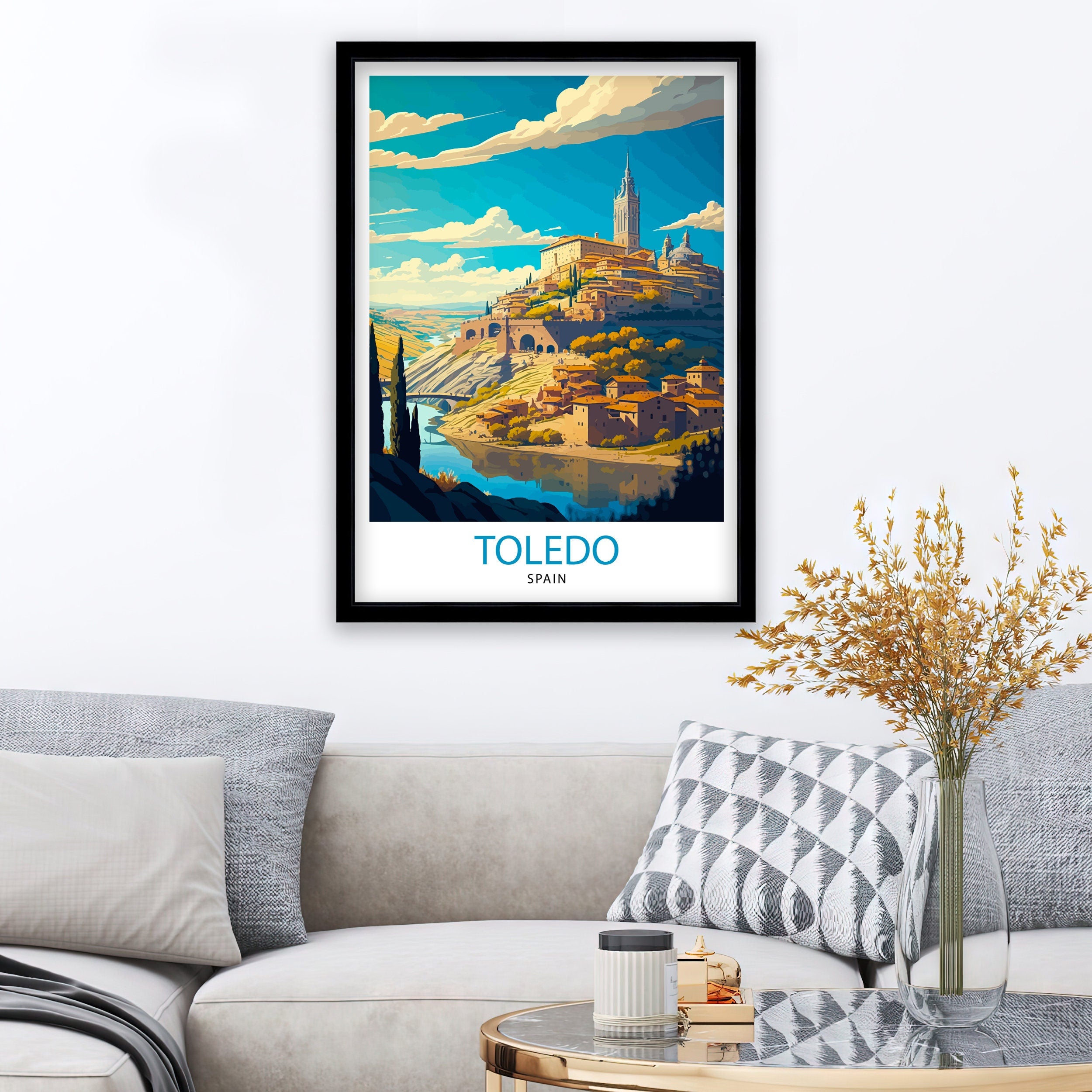 Toledo Spain Art Print, Travel Poster Illustration