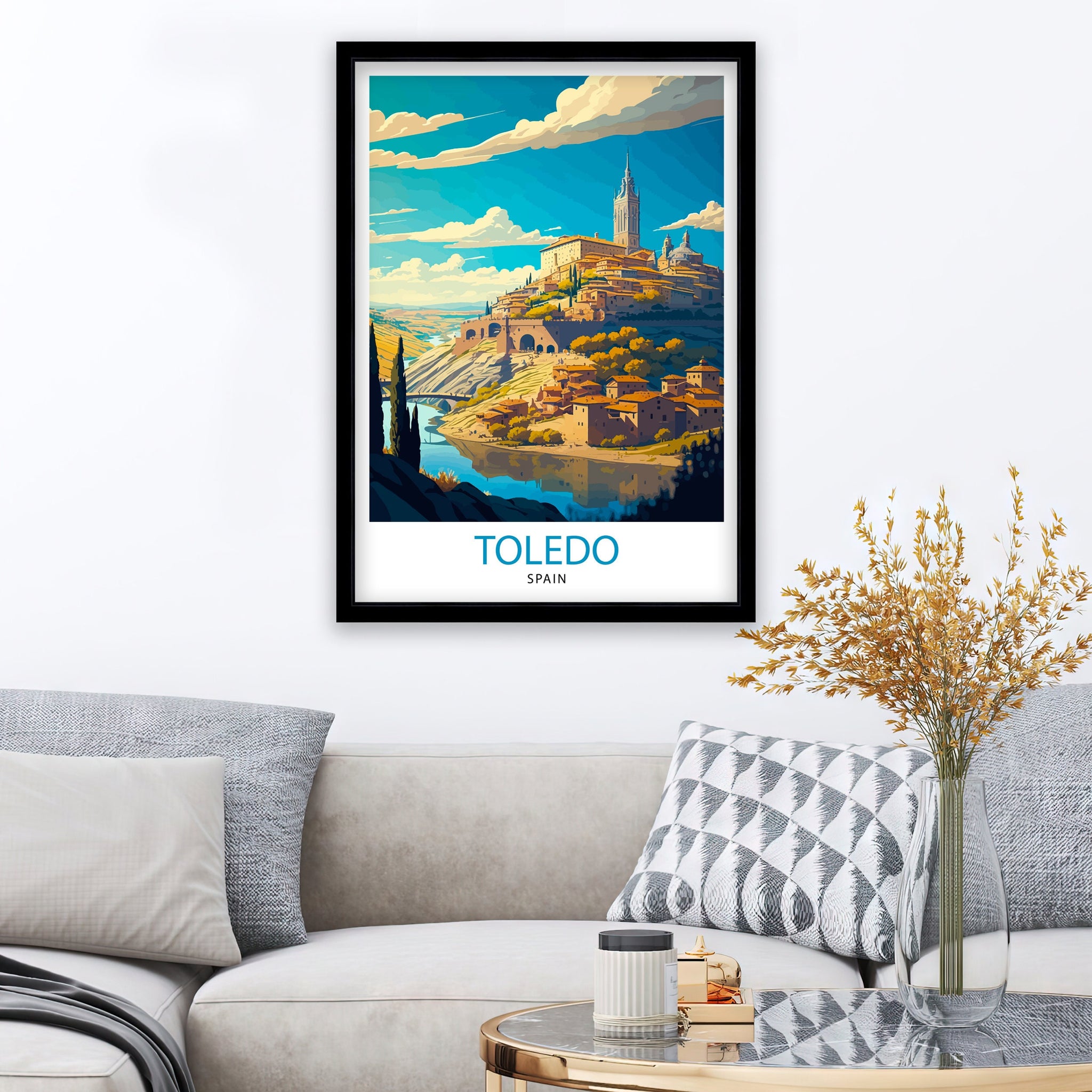 Toledo Spain Art Print, Travel Poster Illustration