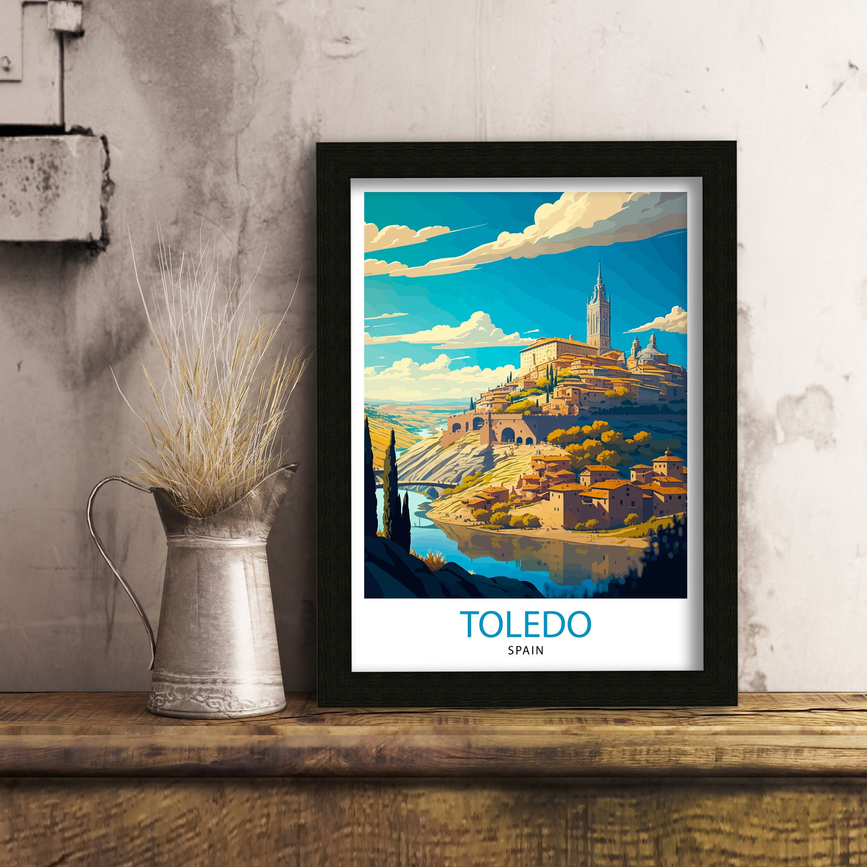 Toledo Spain Art Print, Travel Poster Illustration
