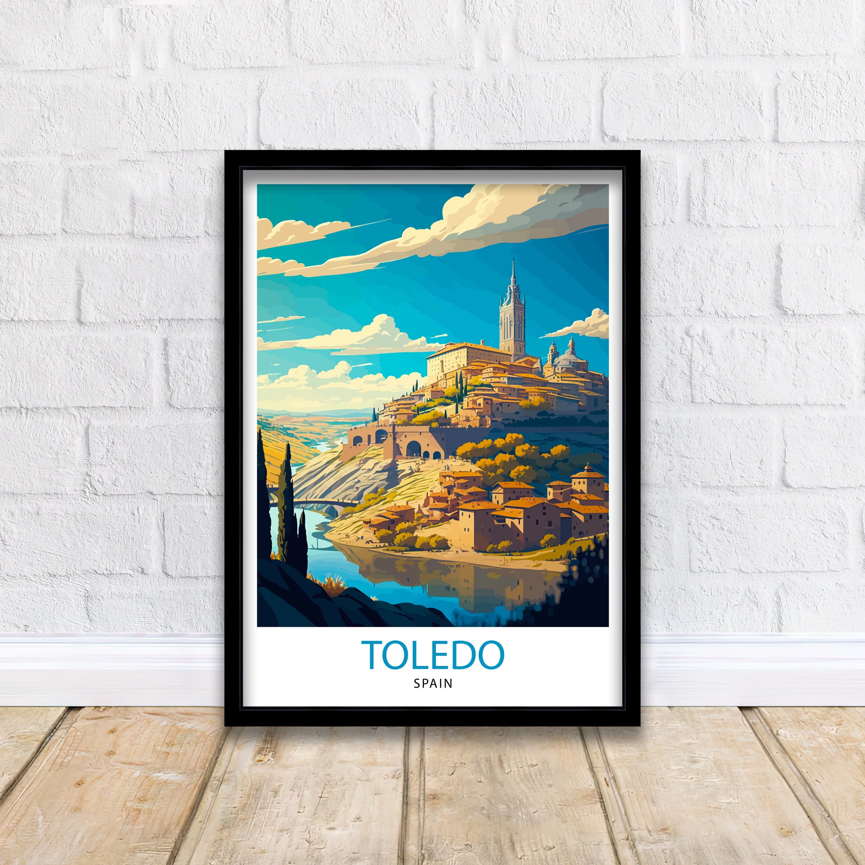 Toledo Spain Art Print, Travel Poster Illustration