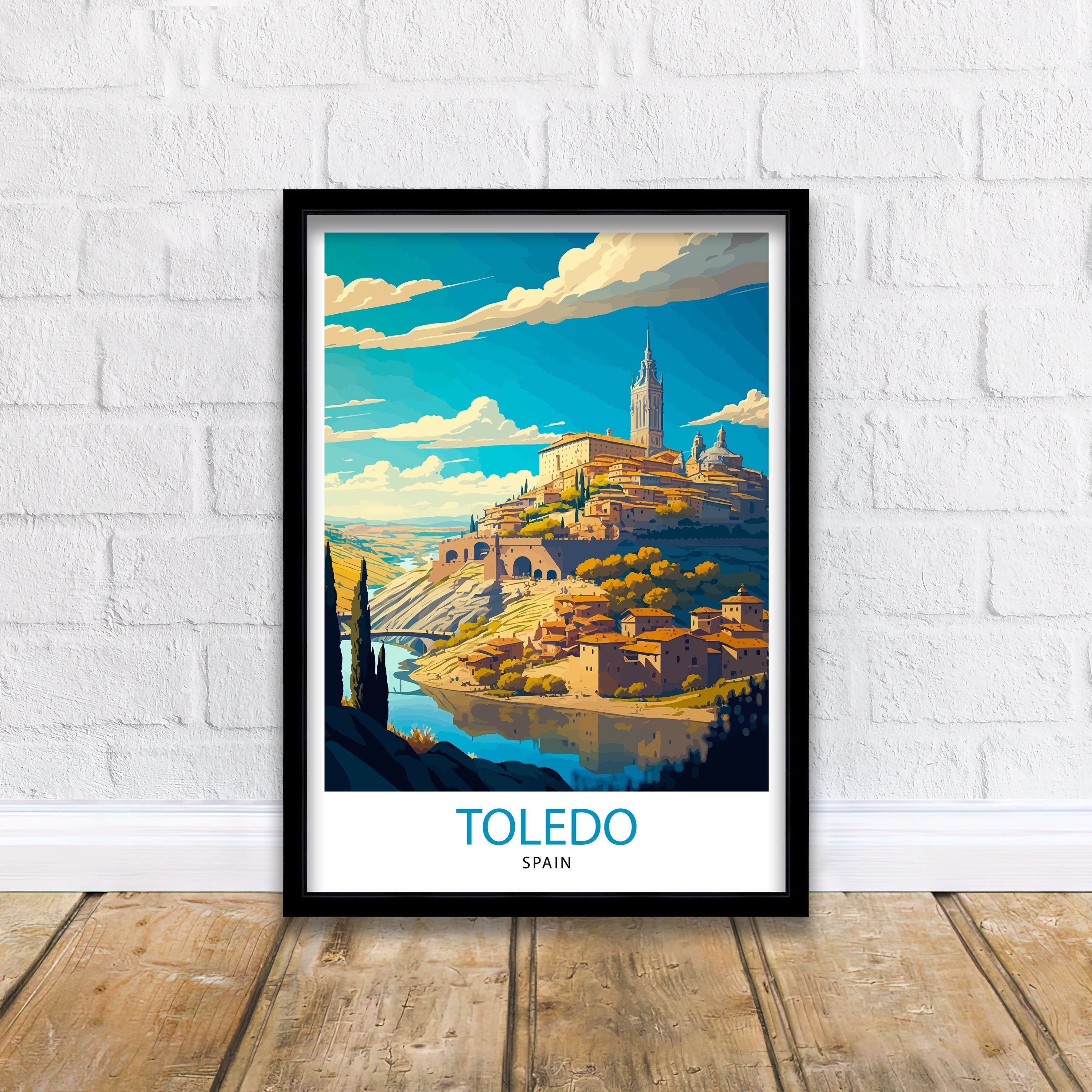 Toledo Spain Art Print, Travel Poster Illustration