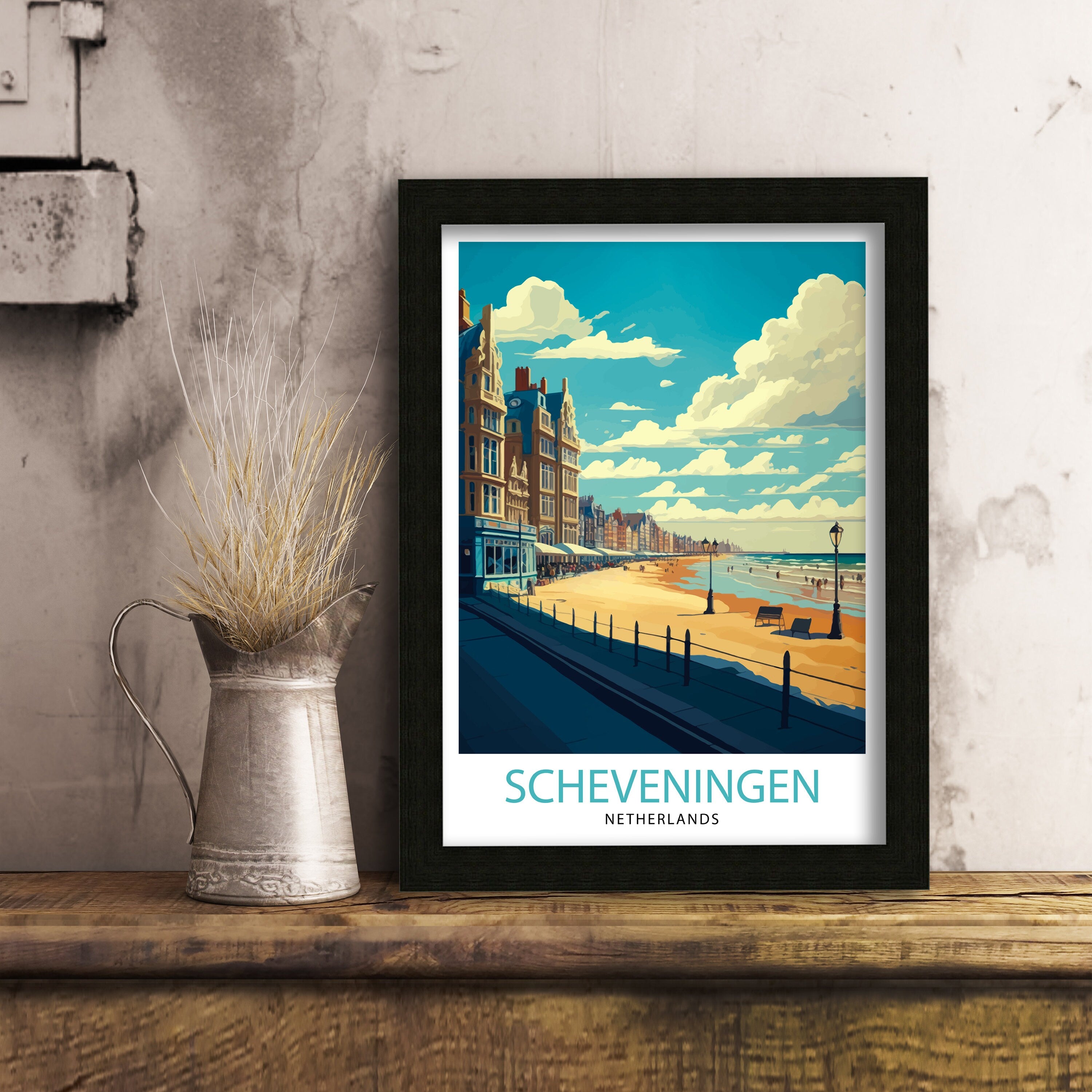 Scheveningen Netherlands Travel Poster, Seaside Art Print