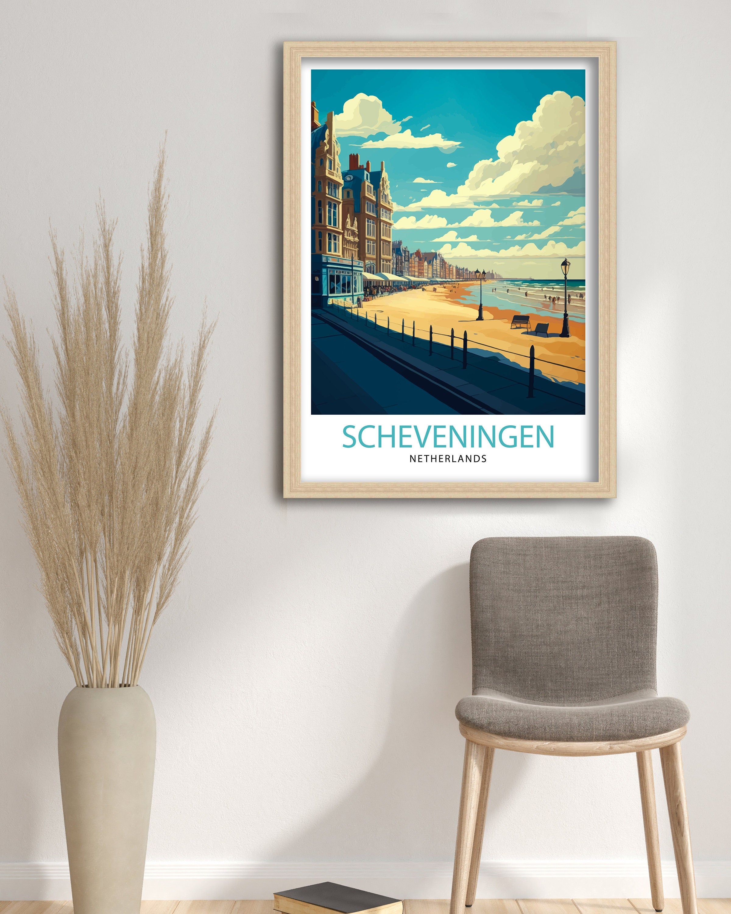 Scheveningen Netherlands Travel Poster, Seaside Art Print