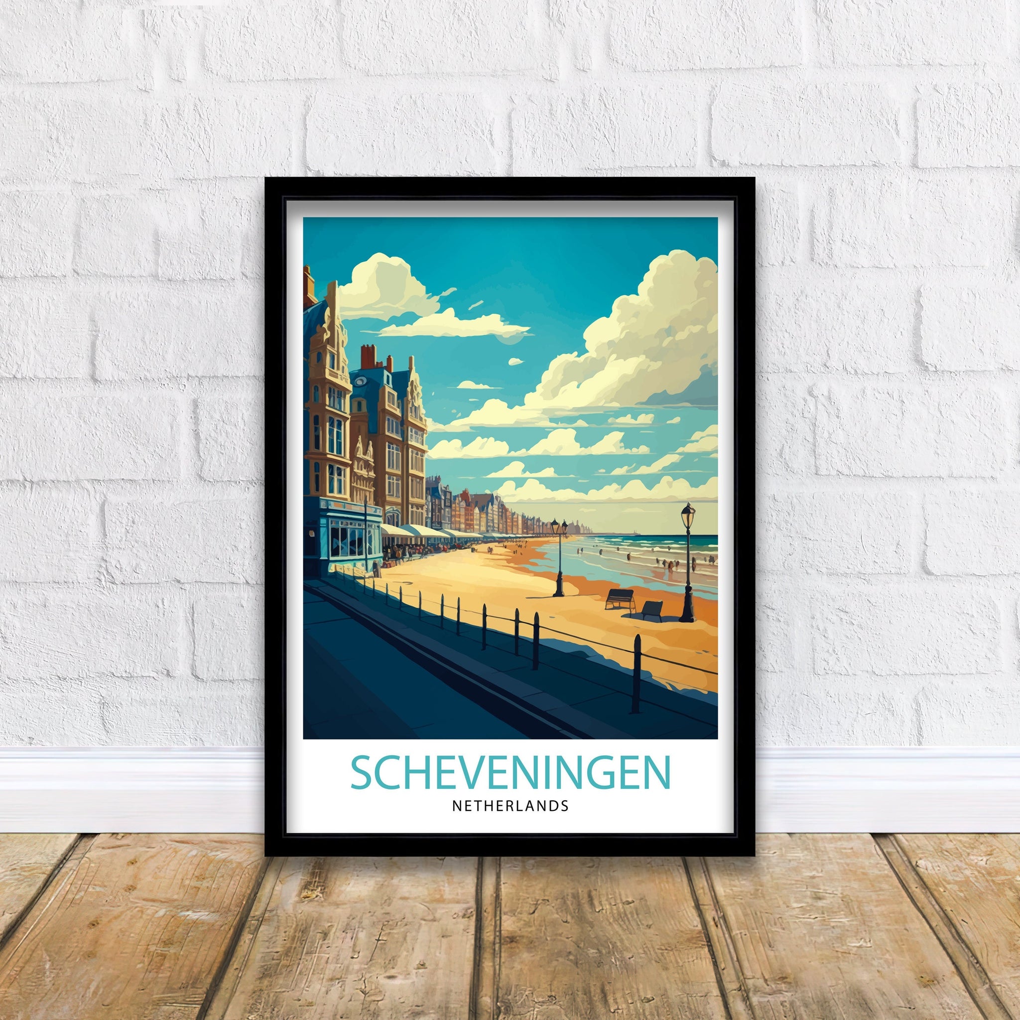 Scheveningen Netherlands Travel Poster, Seaside Art Print