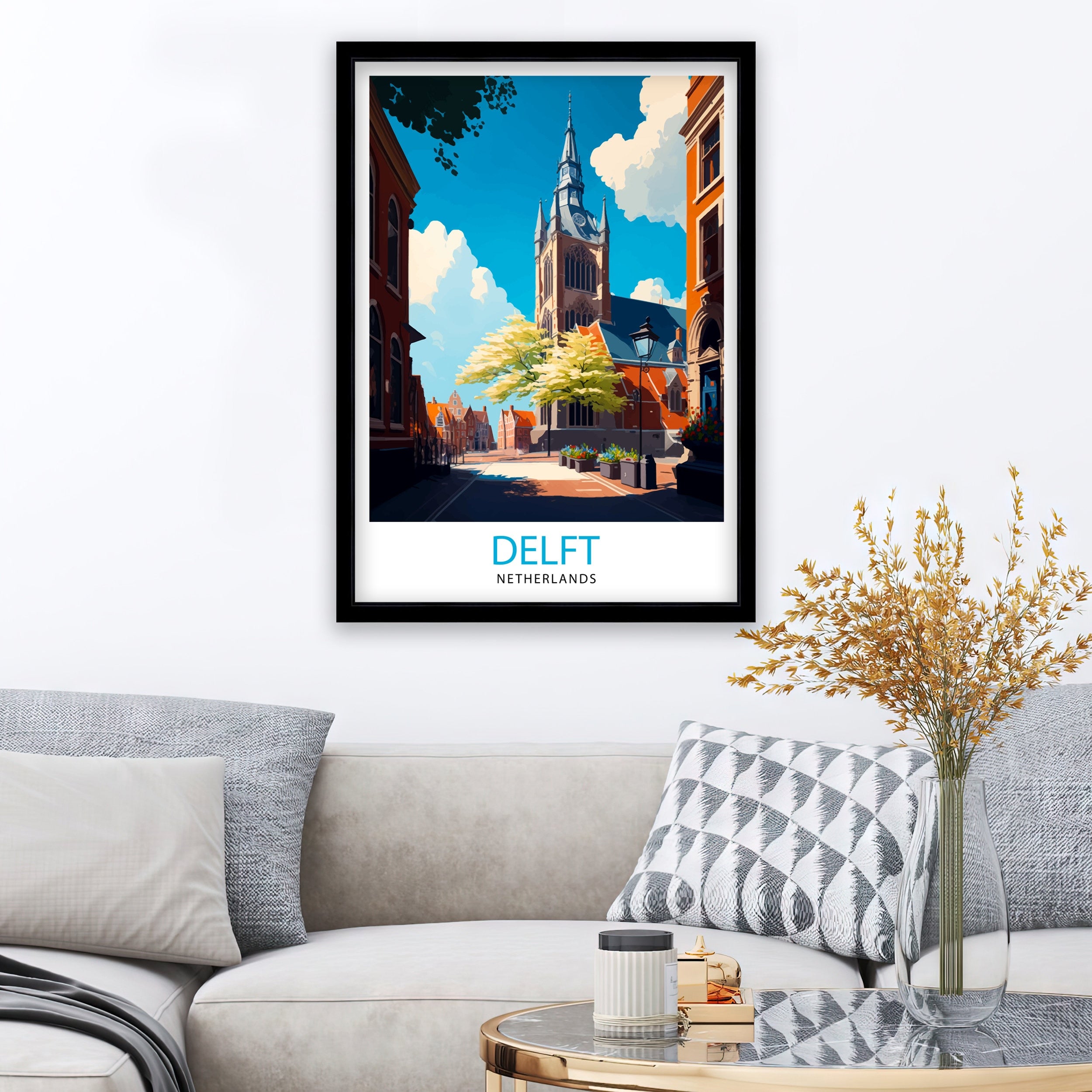 Delft Netherlands Travel Poster, Dutch City Art Print