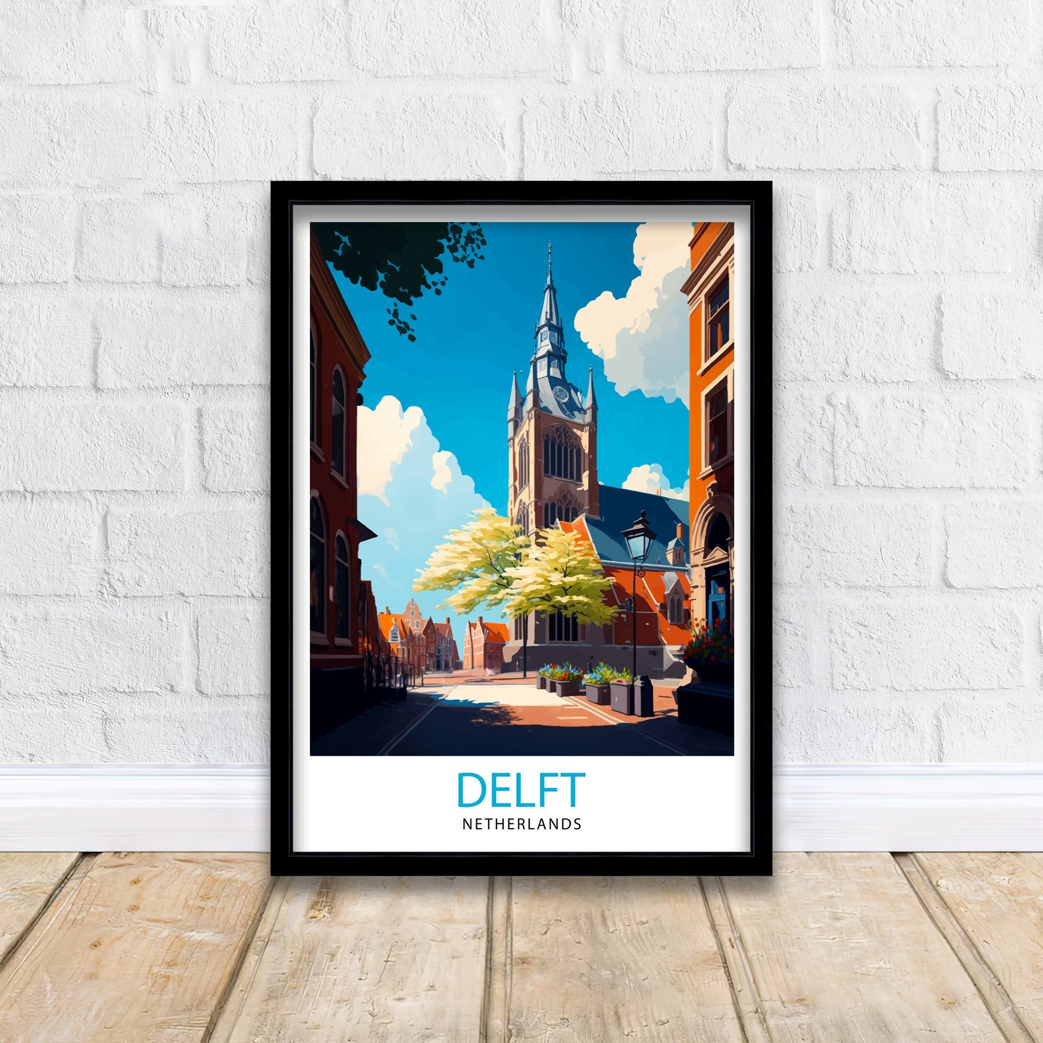 Delft Netherlands Travel Poster, Dutch City Art Print