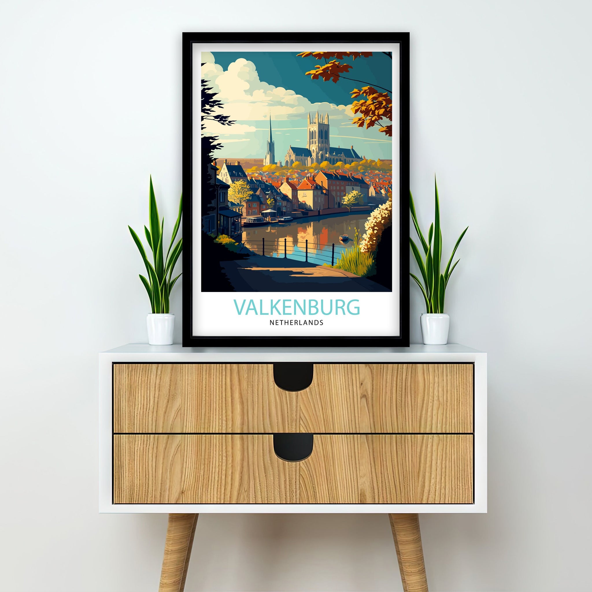 Valkenburg Netherlands Travel Poster, Dutch Town Art Print