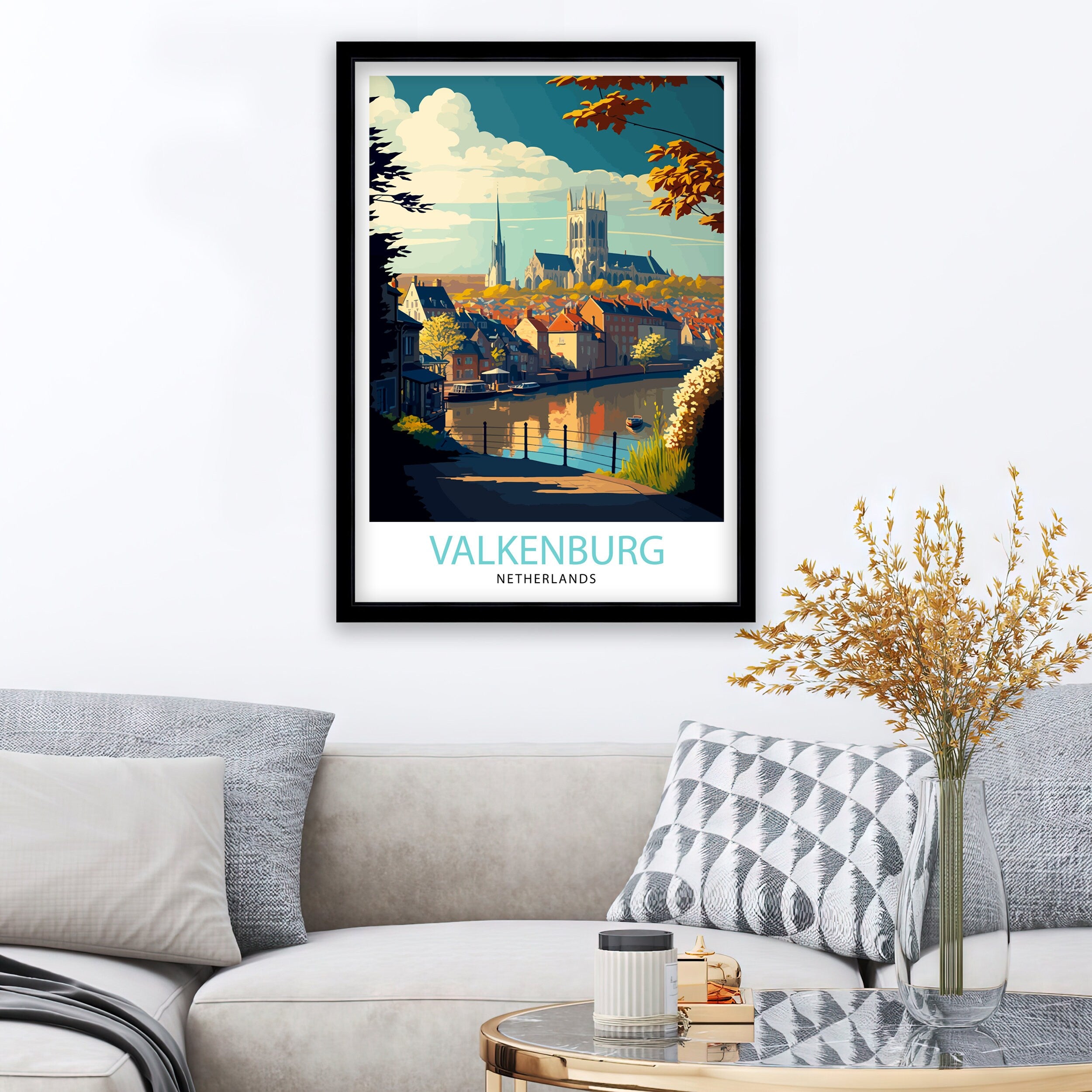 Valkenburg Netherlands Travel Poster, Dutch Town Art Print