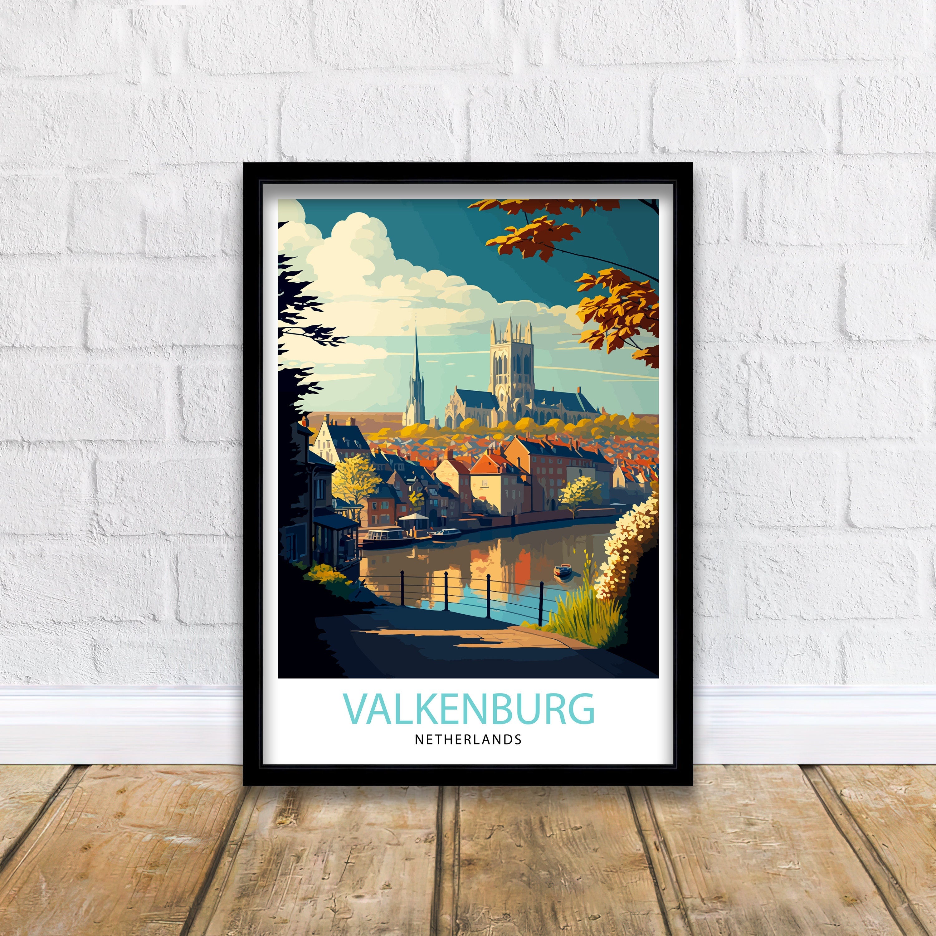 Valkenburg Netherlands Travel Poster, Dutch Town Art Print