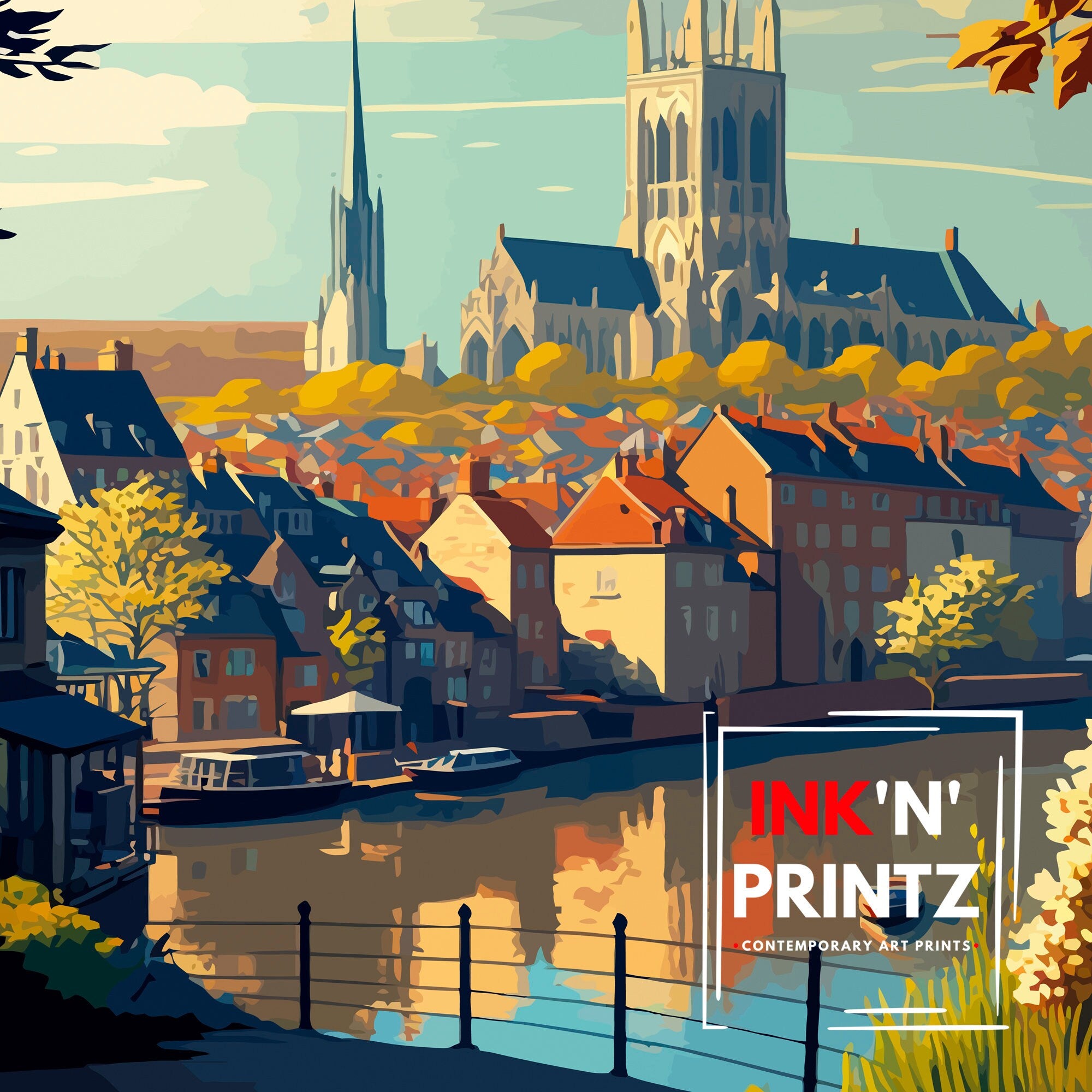 Valkenburg Netherlands Travel Poster, Dutch Town Art Print