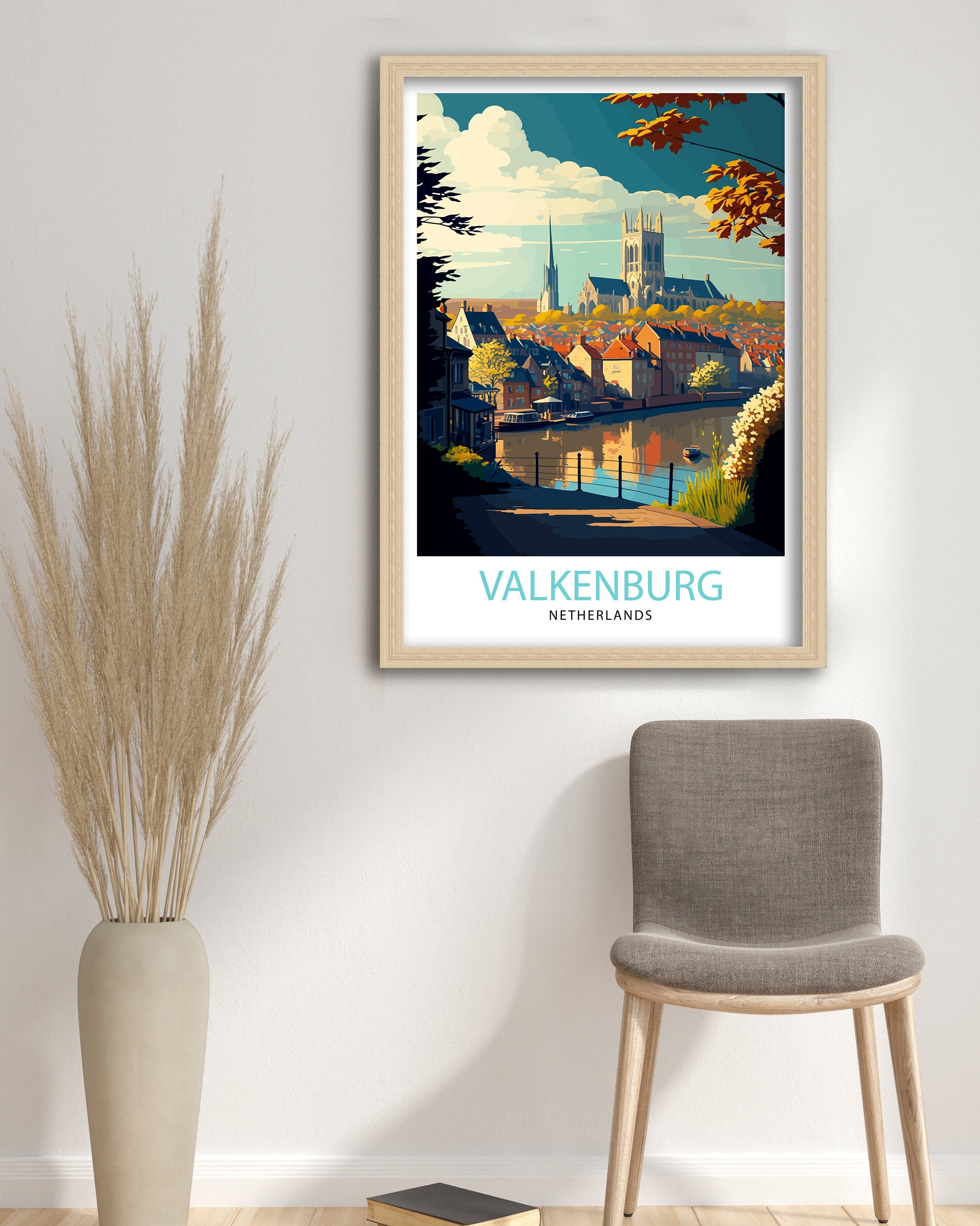 Valkenburg Netherlands Travel Poster, Dutch Town Art Print