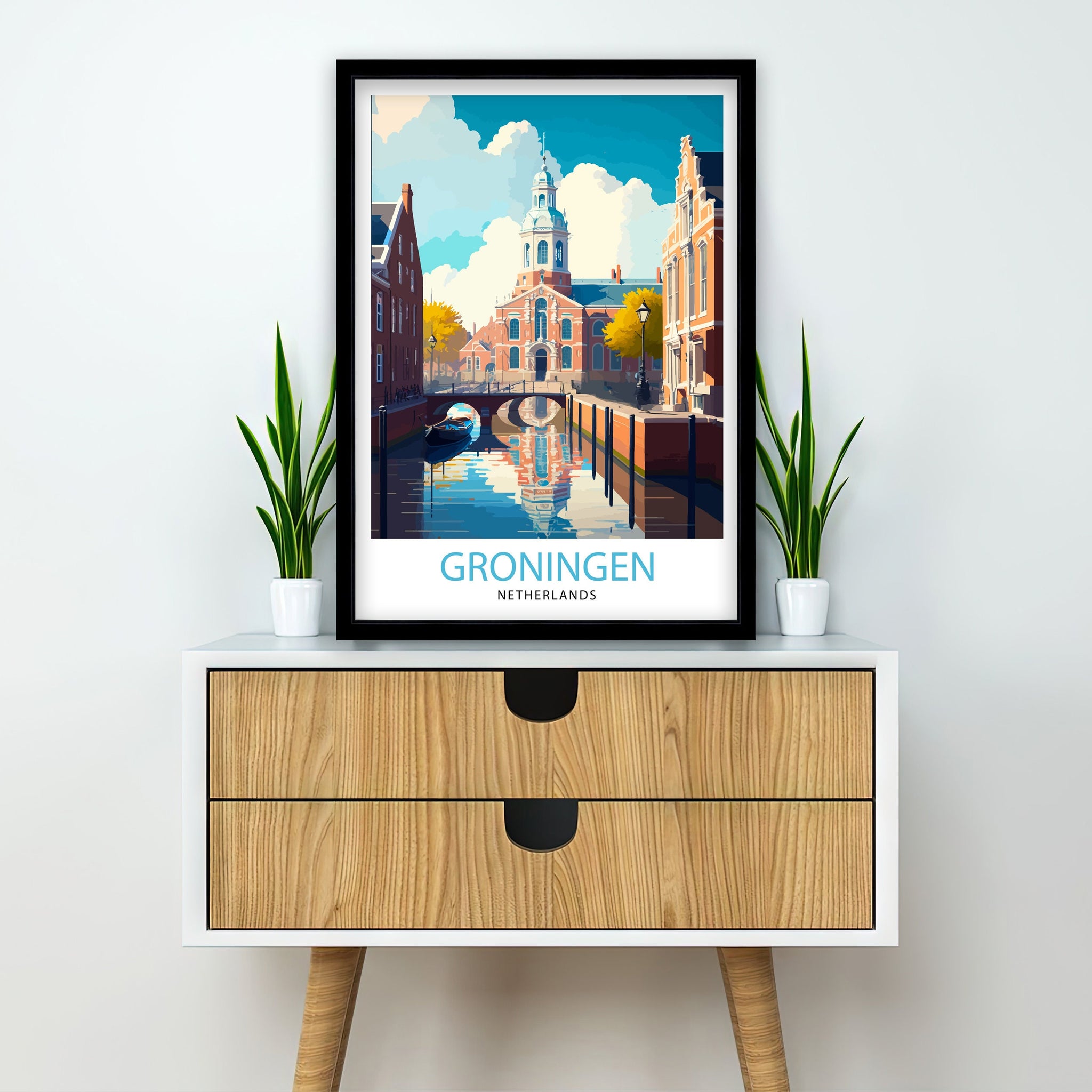 Groningen Netherlands Travel Poster, Cityscape Art Print
