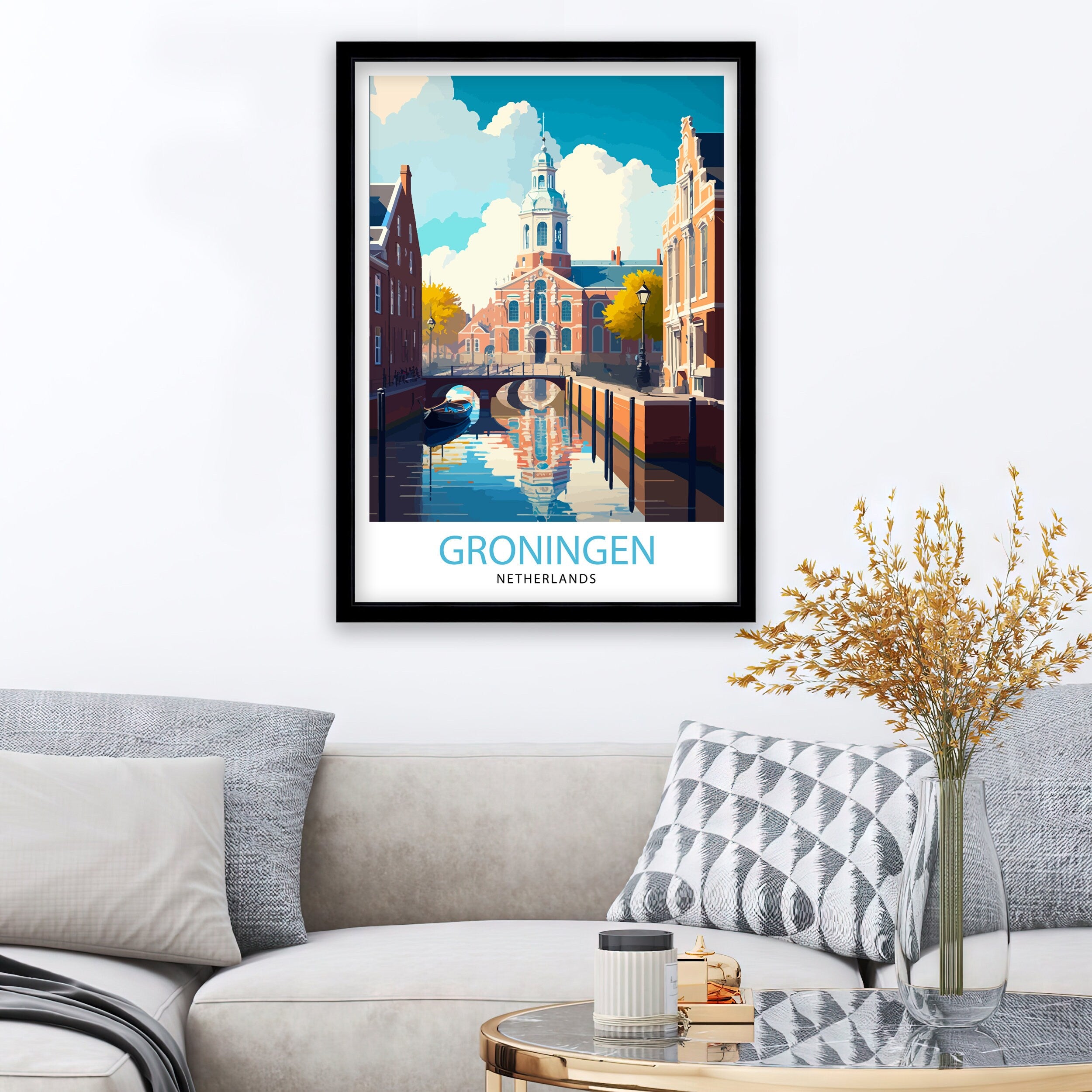 Groningen Netherlands Travel Poster, Cityscape Art Print