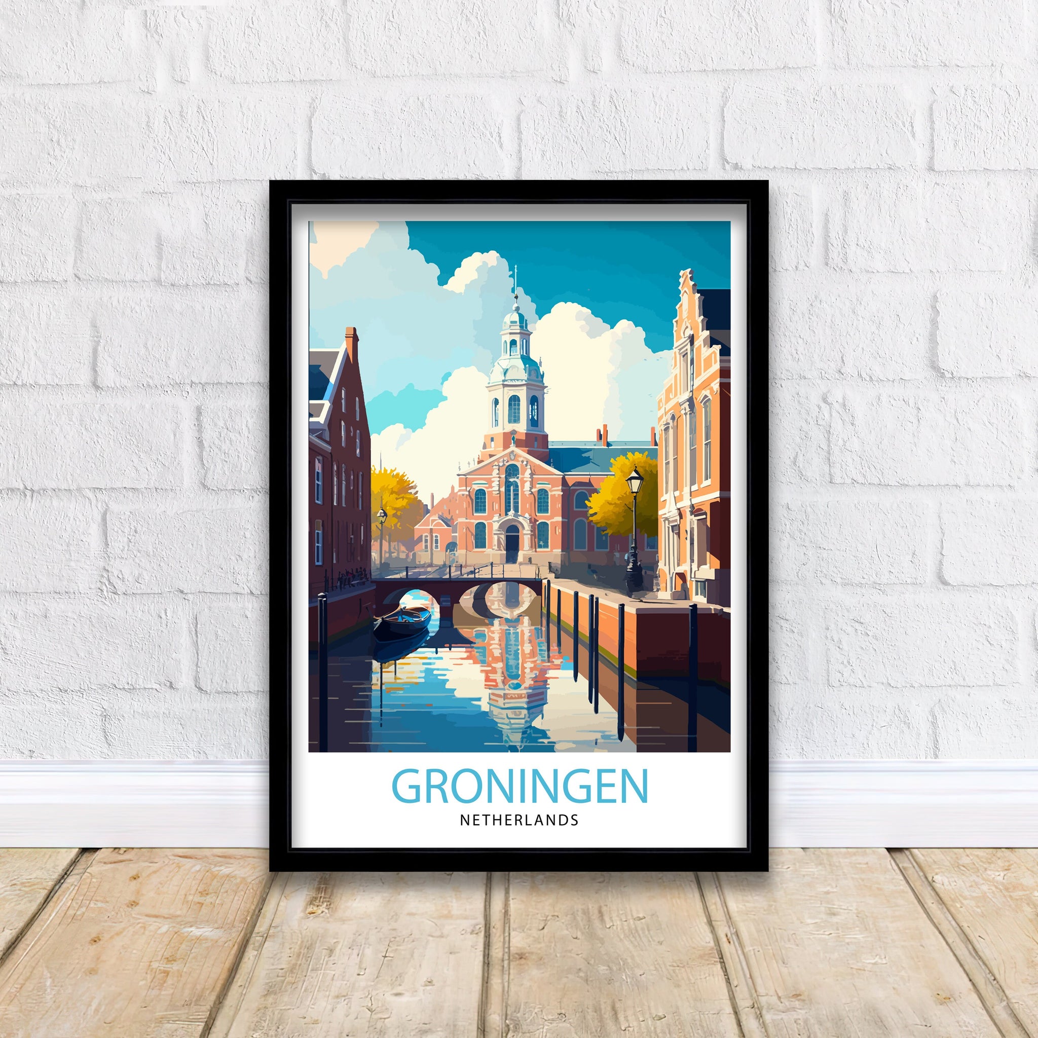 Groningen Netherlands Travel Poster, Cityscape Art Print