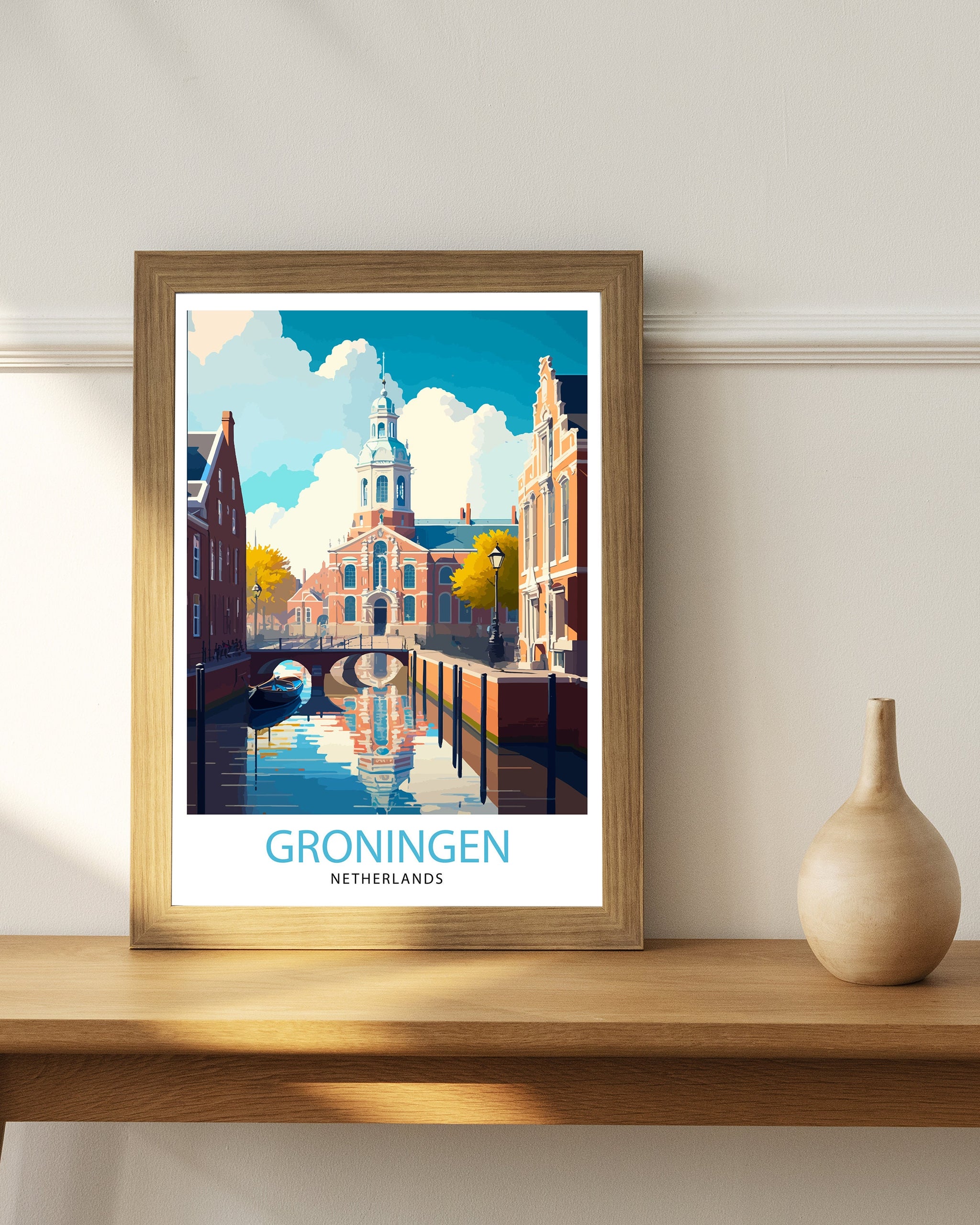 Groningen Netherlands Travel Poster, Cityscape Art Print
